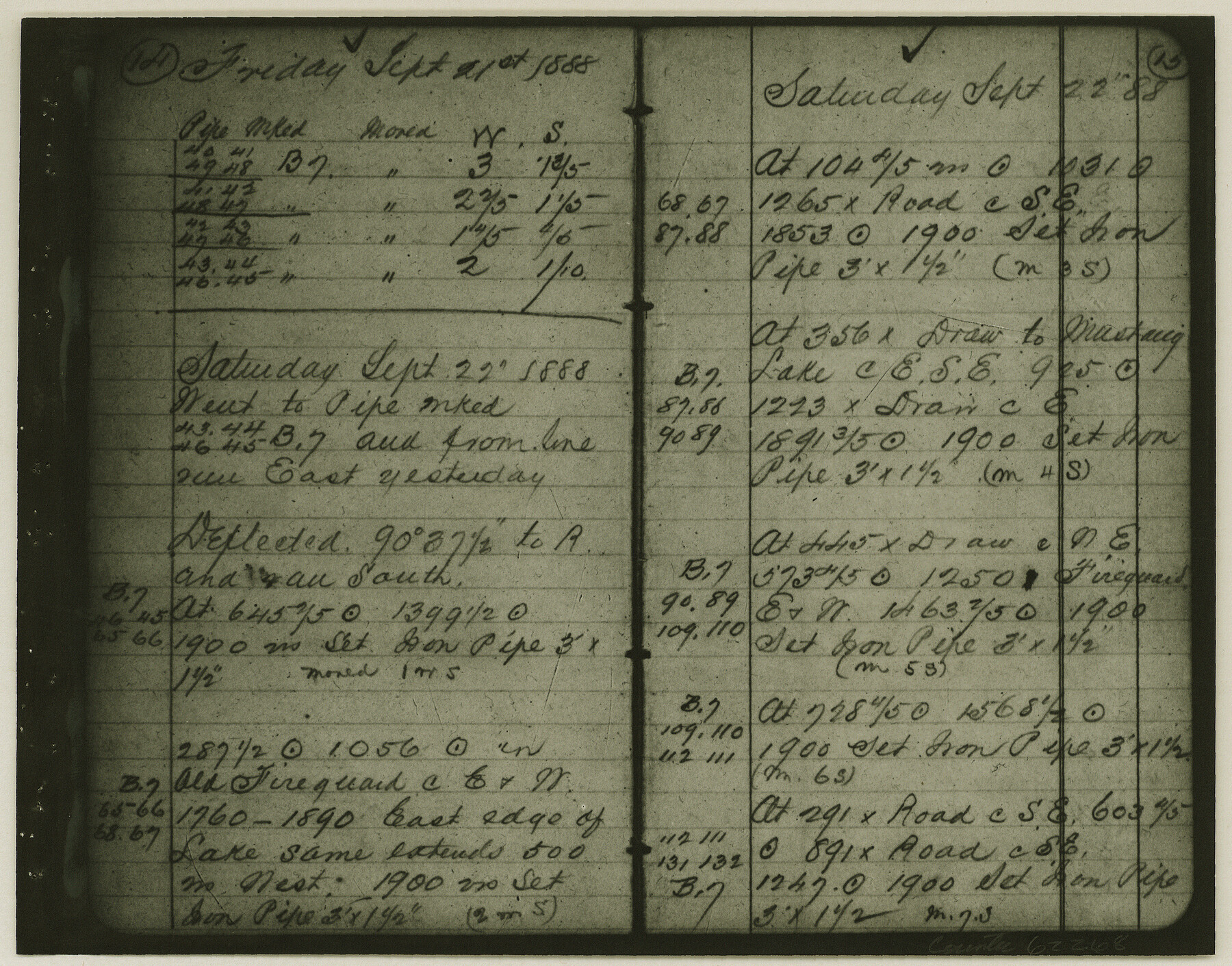 62268, Copy of Surveyor's Field Book, Morris Browning - In Blocks 7, 5 & 4, I&GNRRCo., Hutchinson and Carson Counties, Texas, General Map Collection