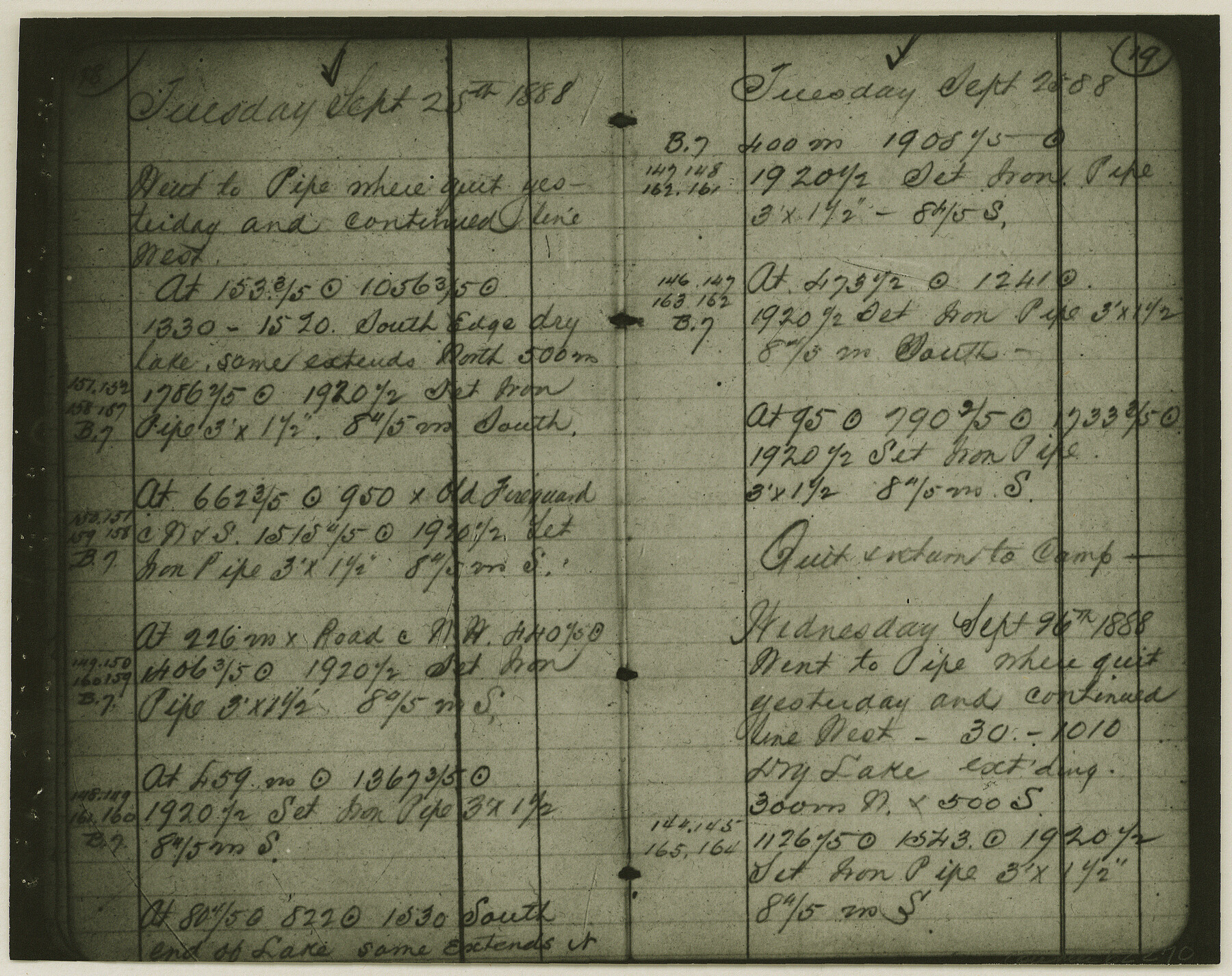 62270, Copy of Surveyor's Field Book, Morris Browning - In Blocks 7, 5 & 4, I&GNRRCo., Hutchinson and Carson Counties, Texas, General Map Collection