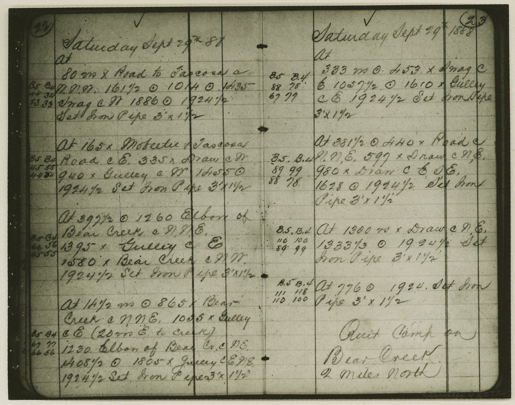 62272, Copy of Surveyor's Field Book, Morris Browning - In Blocks 7, 5 & 4, I&GNRRCo., Hutchinson and Carson Counties, Texas, General Map Collection