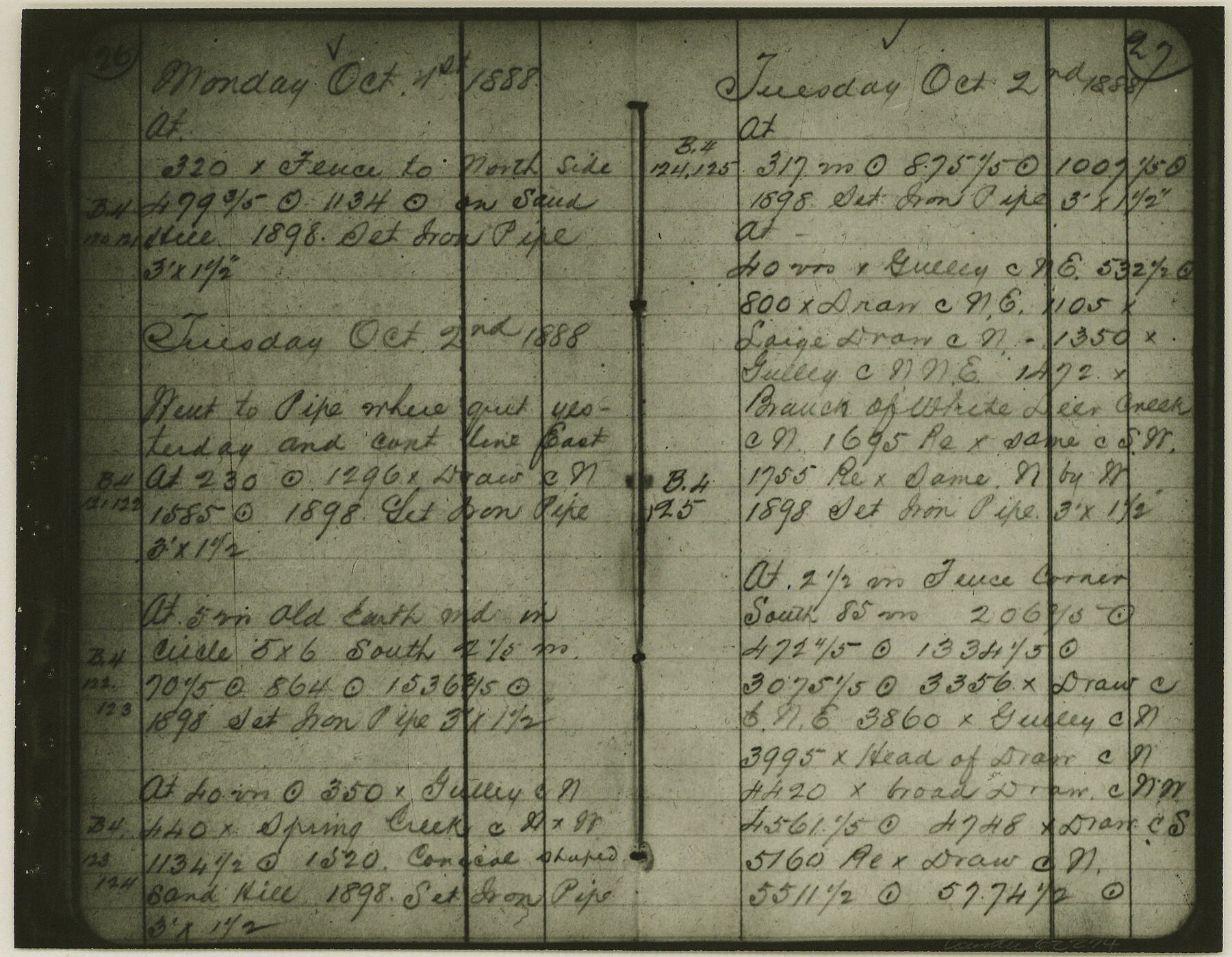 62274, Copy of Surveyor's Field Book, Morris Browning - In Blocks 7, 5 & 4, I&GNRRCo., Hutchinson and Carson Counties, Texas, General Map Collection