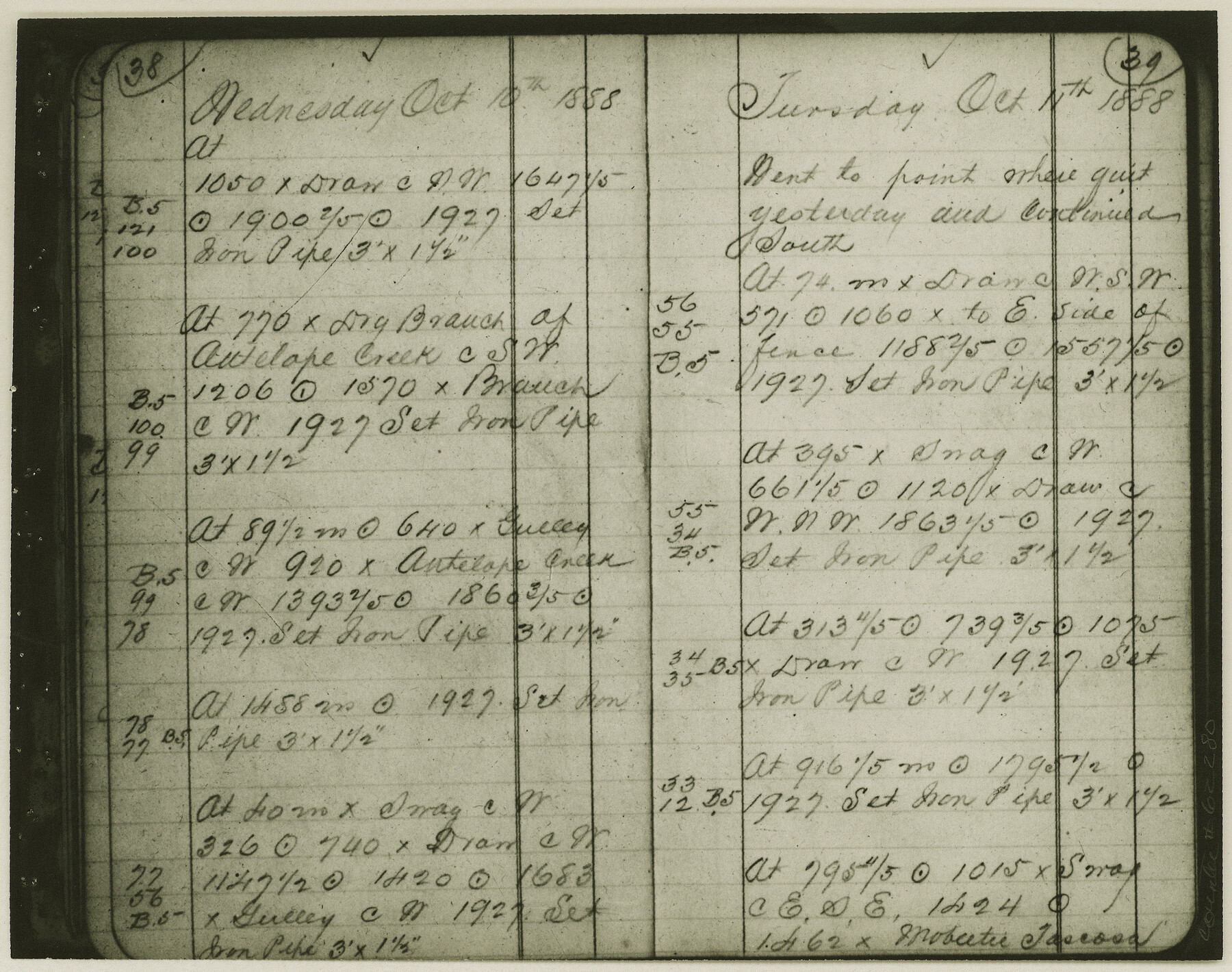 62280, Copy of Surveyor's Field Book, Morris Browning - In Blocks 7, 5 & 4, I&GNRRCo., Hutchinson and Carson Counties, Texas, General Map Collection