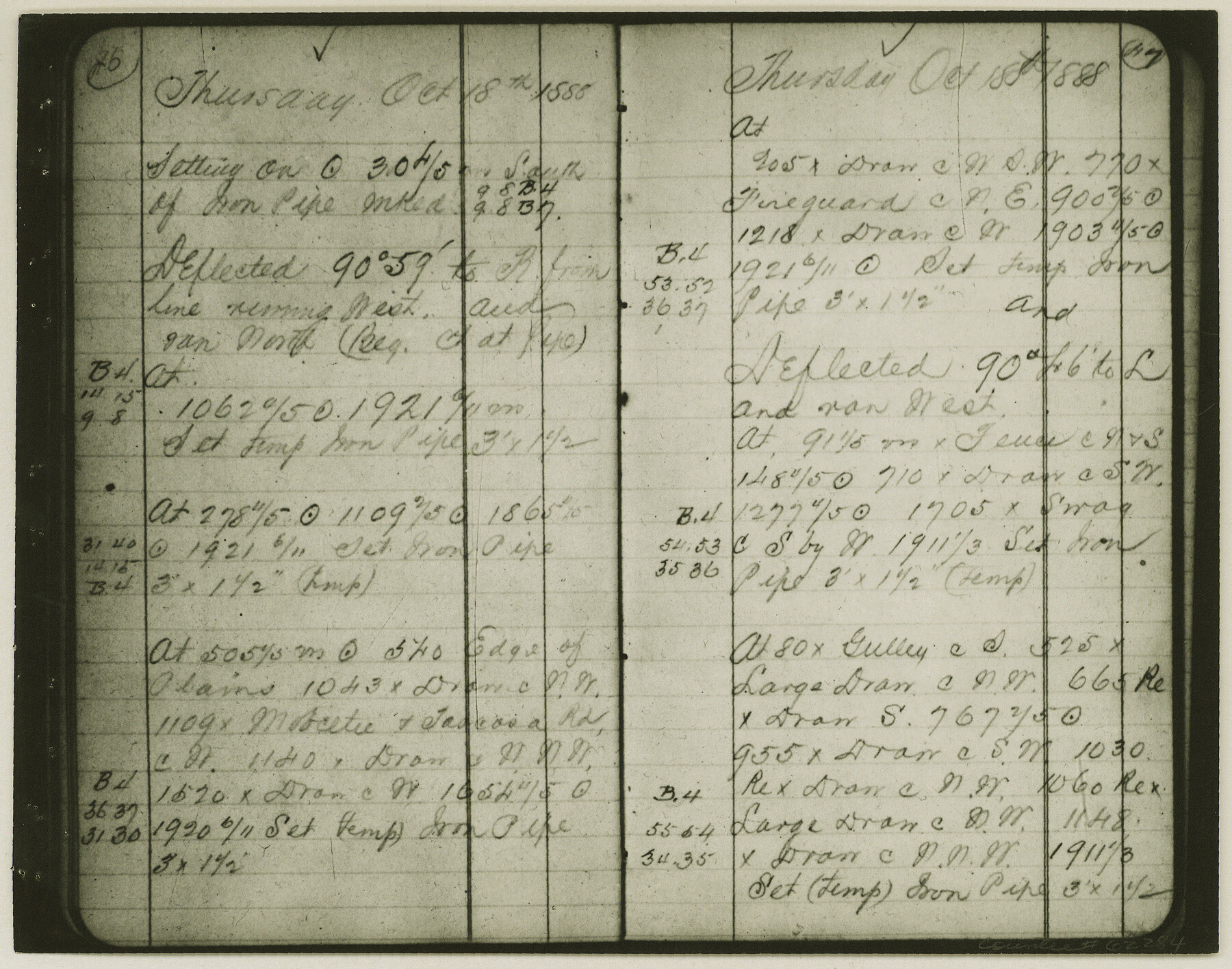 62284, Copy of Surveyor's Field Book, Morris Browning - In Blocks 7, 5 & 4, I&GNRRCo., Hutchinson and Carson Counties, Texas, General Map Collection