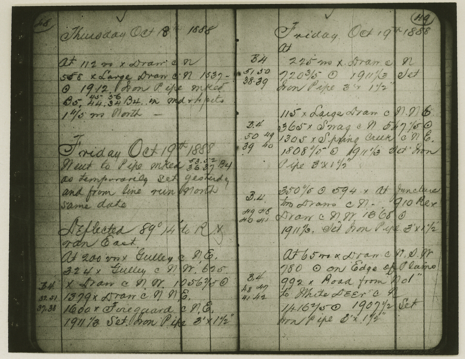 62285, Copy of Surveyor's Field Book, Morris Browning - In Blocks 7, 5 & 4, I&GNRRCo., Hutchinson and Carson Counties, Texas, General Map Collection