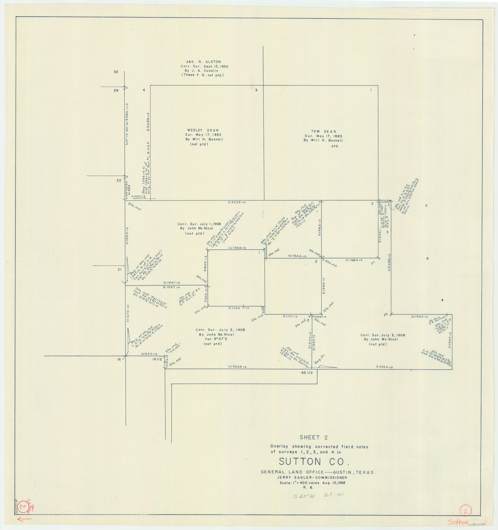 62345, Sutton County Working Sketch 2, General Map Collection