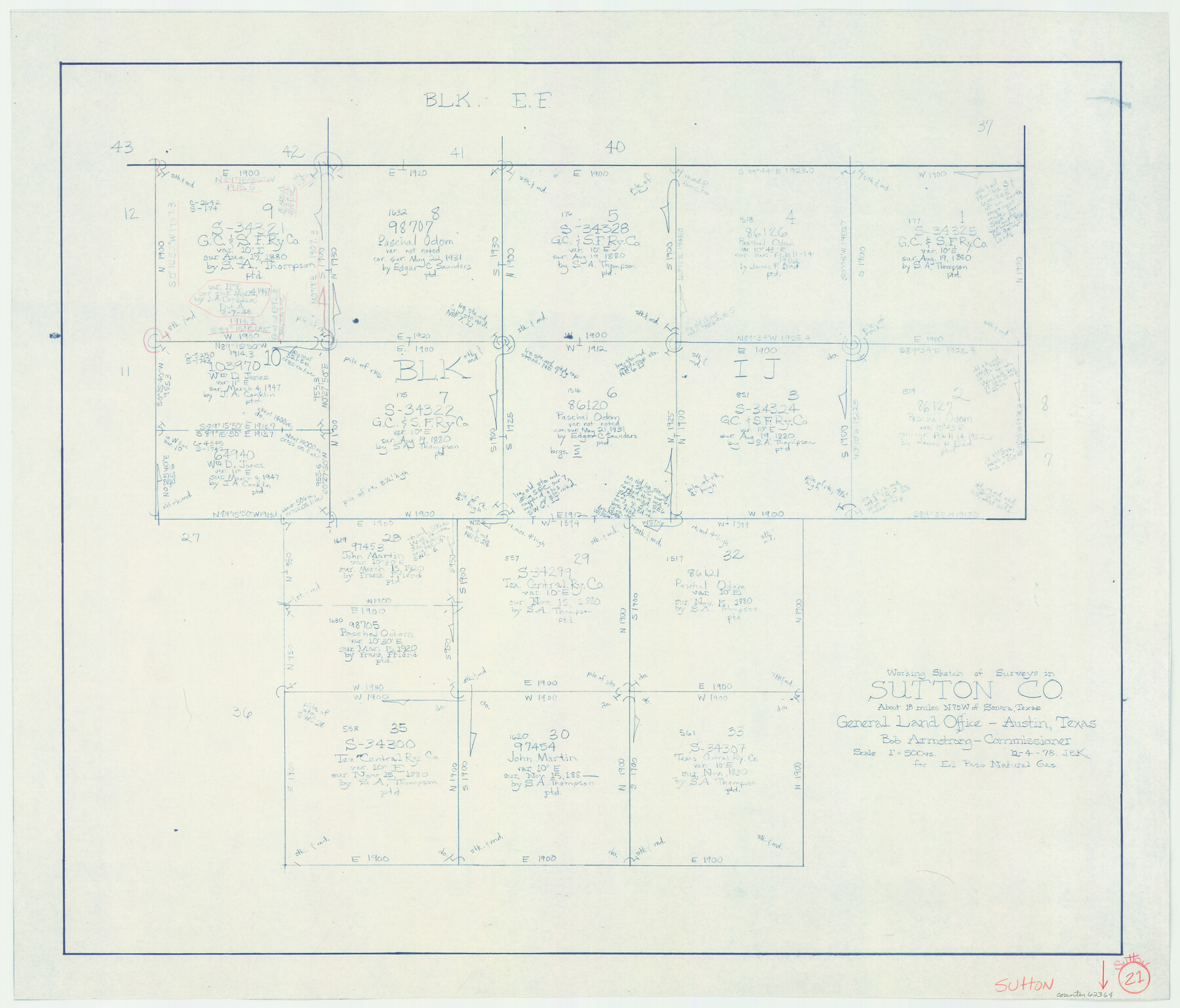 62364, Sutton County Working Sketch 21, General Map Collection