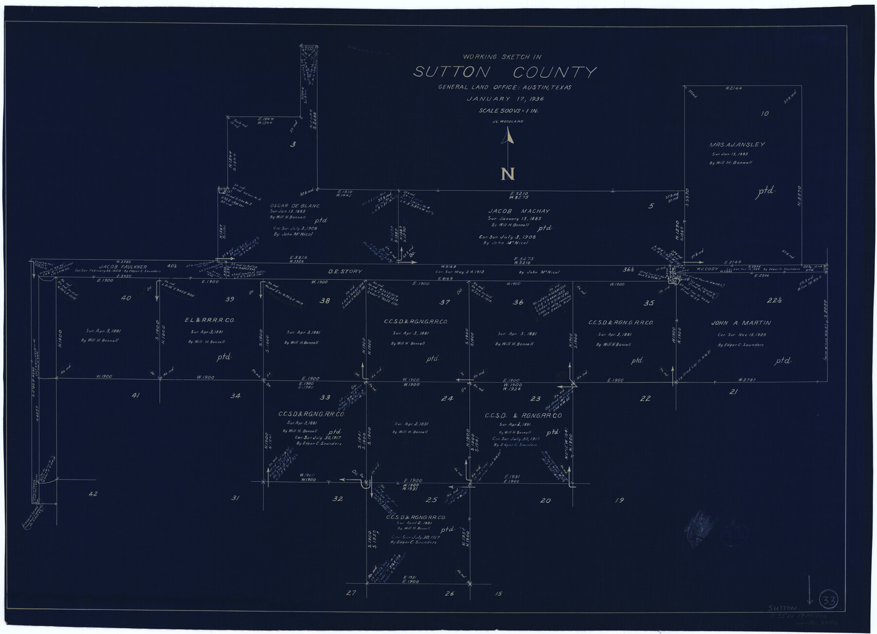 62376, Sutton County Working Sketch 33, General Map Collection