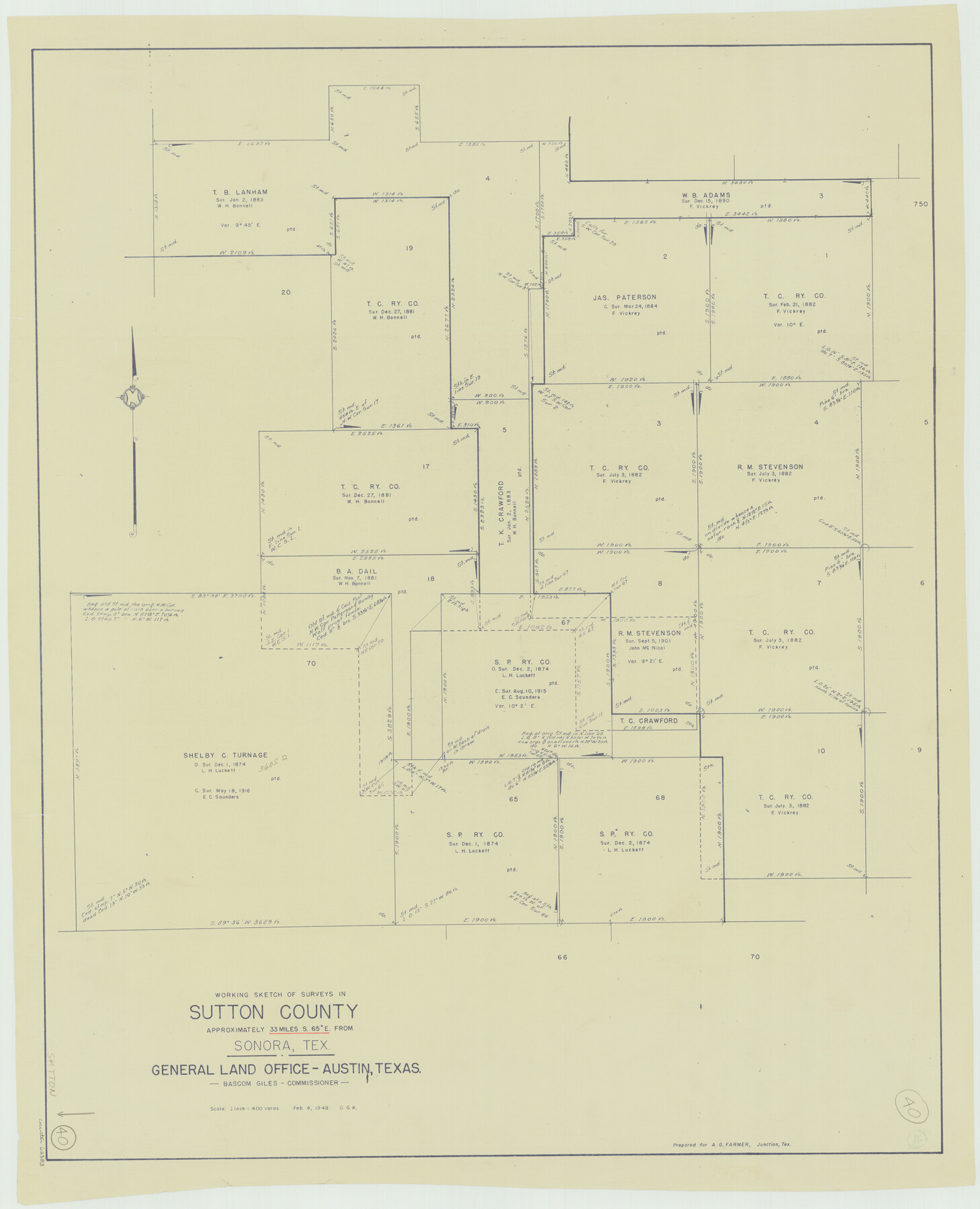 62383, Sutton County Working Sketch 40, General Map Collection