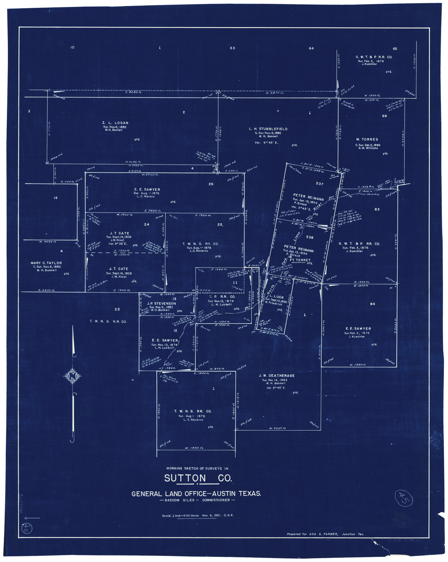 62388, Sutton County Working Sketch 45, General Map Collection
