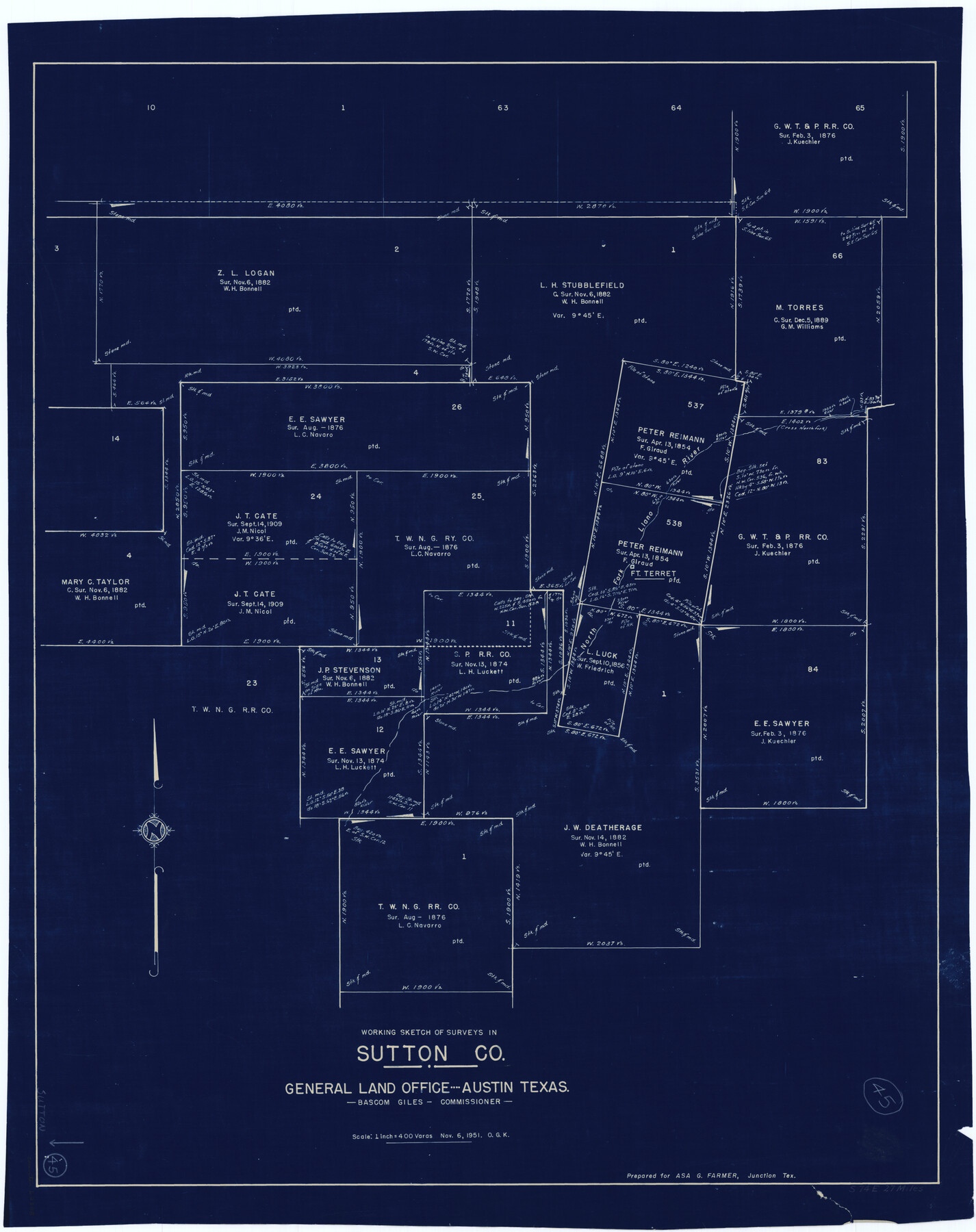 62388, Sutton County Working Sketch 45, General Map Collection