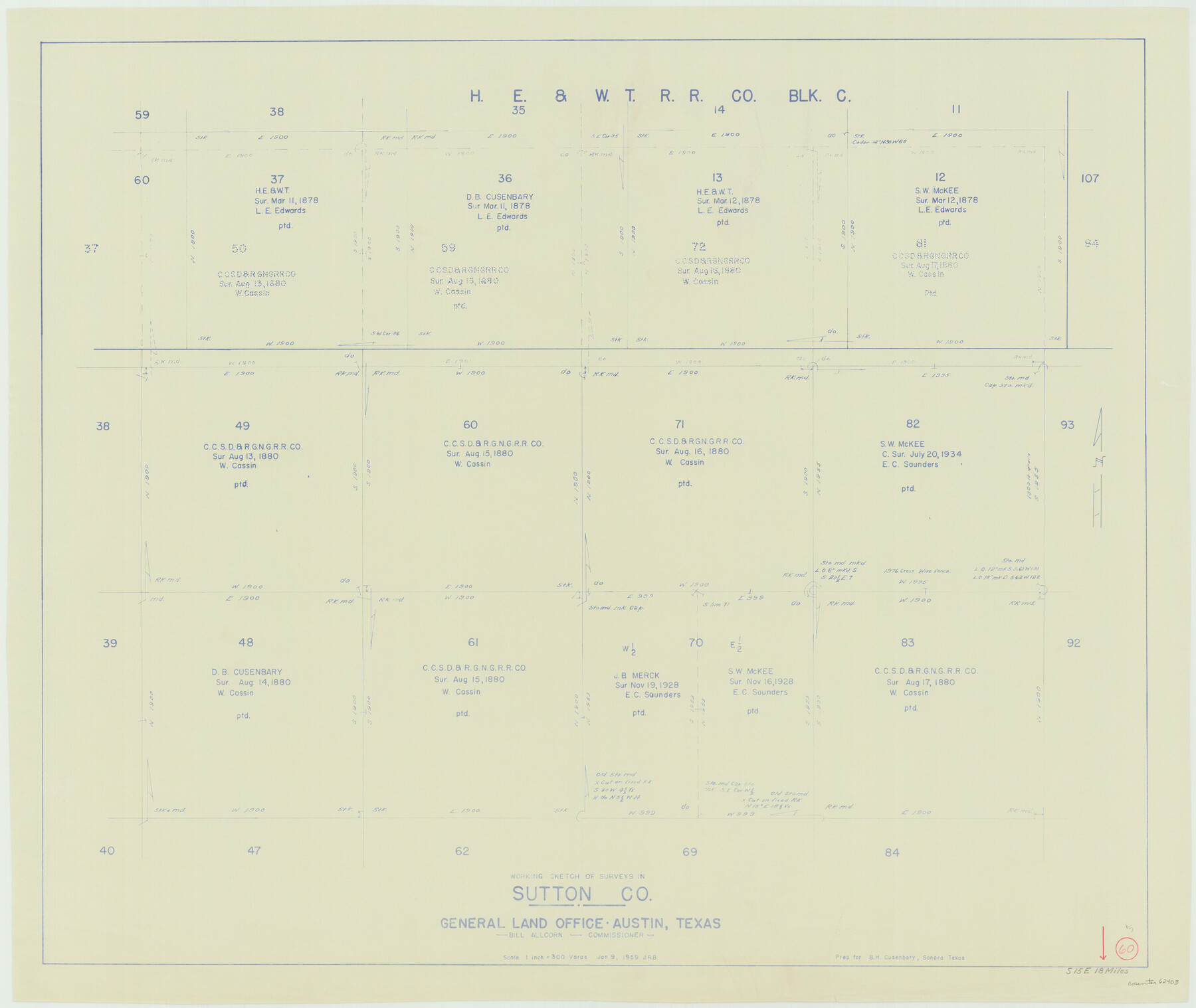 62403, Sutton County Working Sketch 60, General Map Collection