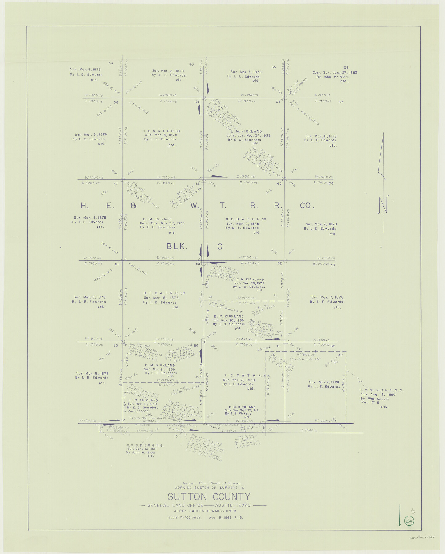 62407, Sutton County Working Sketch 64, General Map Collection