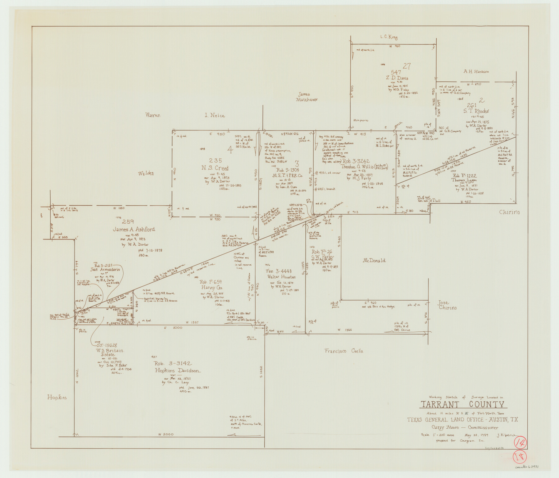 62431, Tarrant County Working Sketch 14, General Map Collection