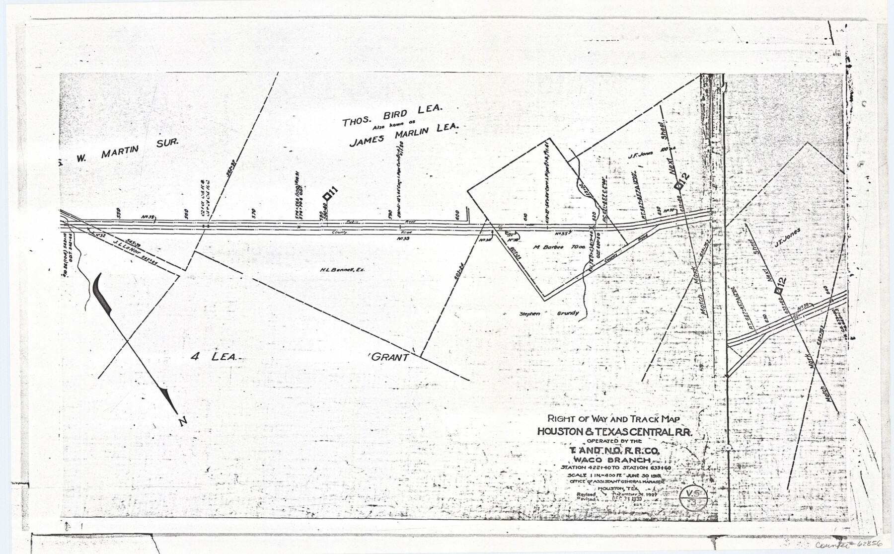 62856, Railroad Track Map, H&TCRRCo., Falls County, Texas, General Map Collection