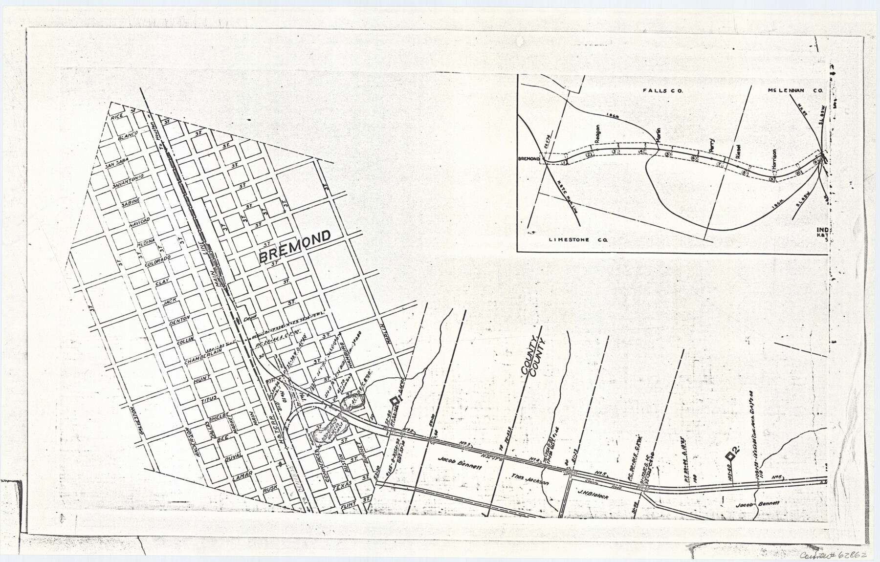 62862, Railroad Track Map, H&TCRRCo., Falls County, Texas, General Map Collection