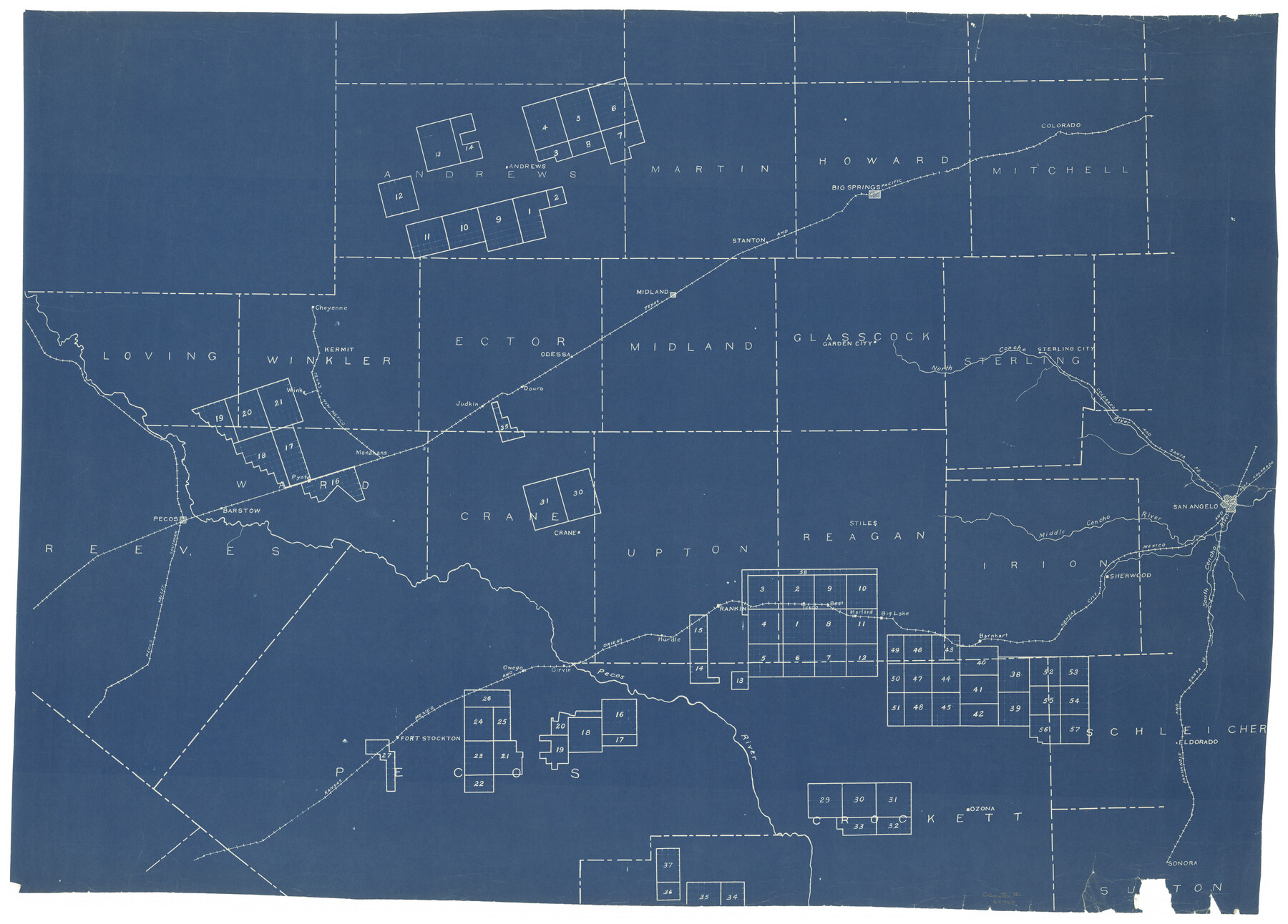 62964, [Sketch showing University Lands in West Texas], General Map Collection
