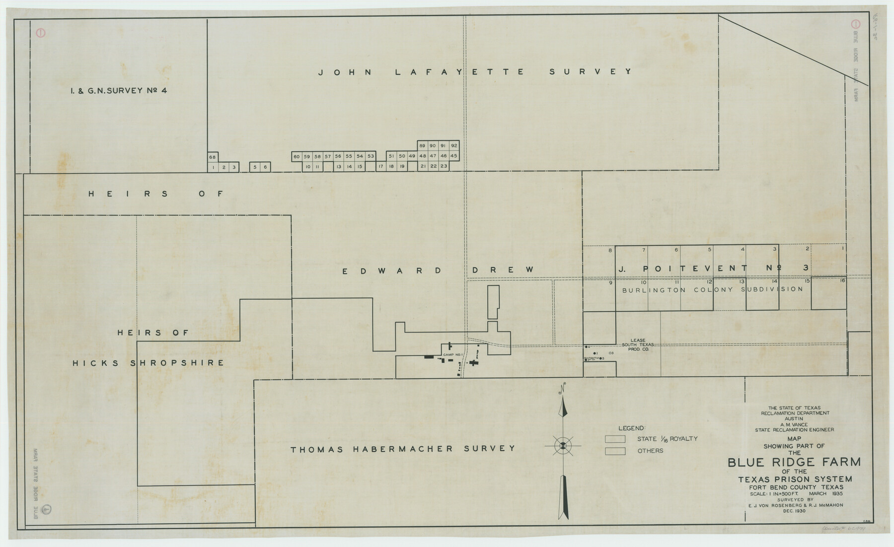 62979, Map Showing Part of the Blue Ridge Farm of the Texas Prison System, Fort Bend County, Texas, General Map Collection