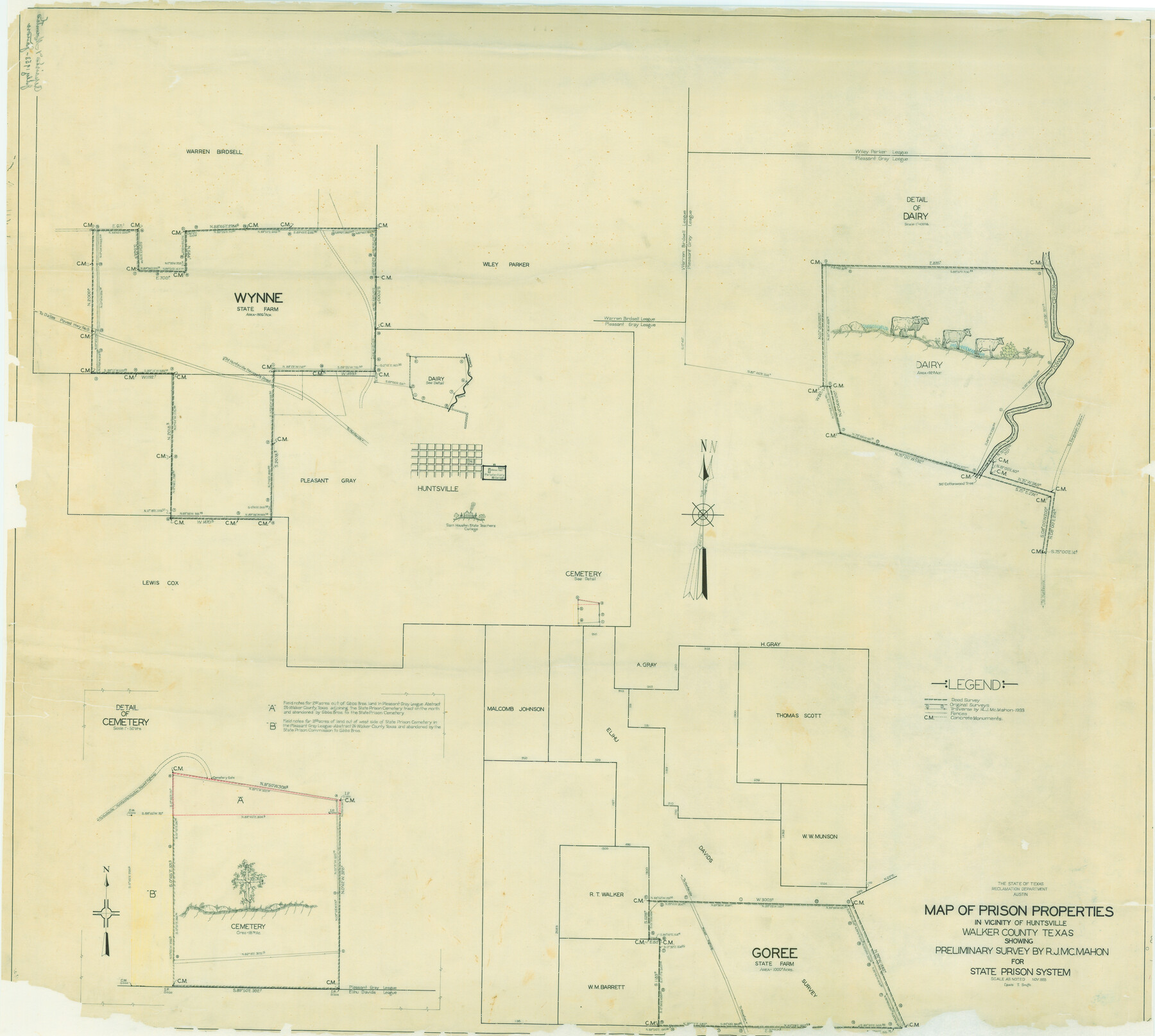 62992, Map of Prison Properties in Vicinity of Huntsville, Walker County, Texas, General Map Collection