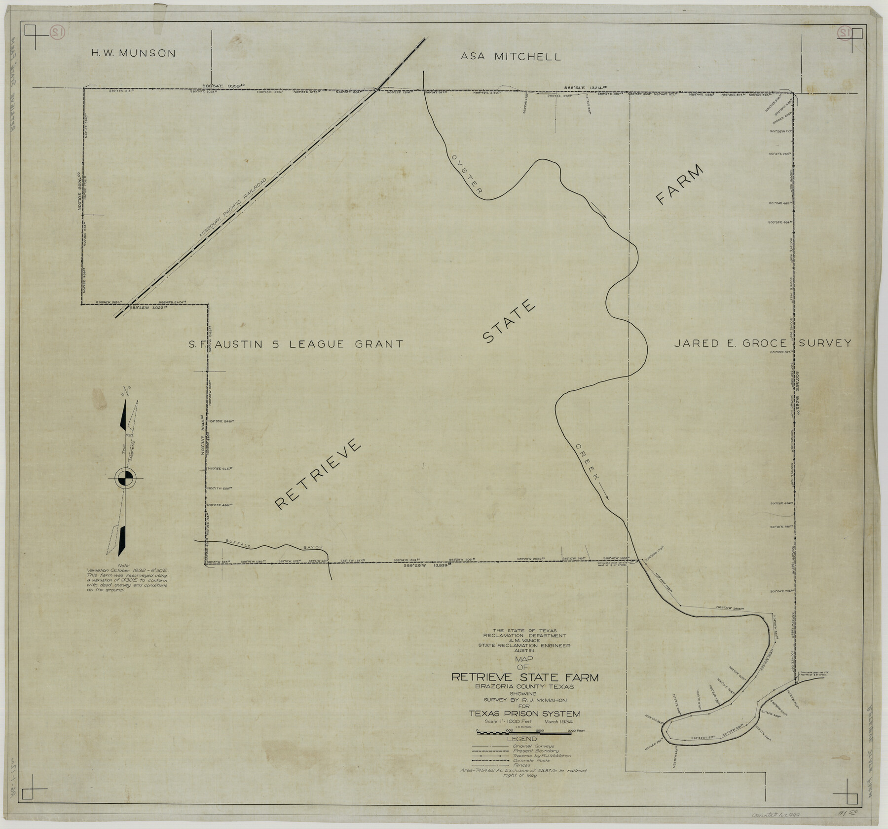 62999, Map of Retrieve Plantation, Brazoria County, Texas, General Map Collection