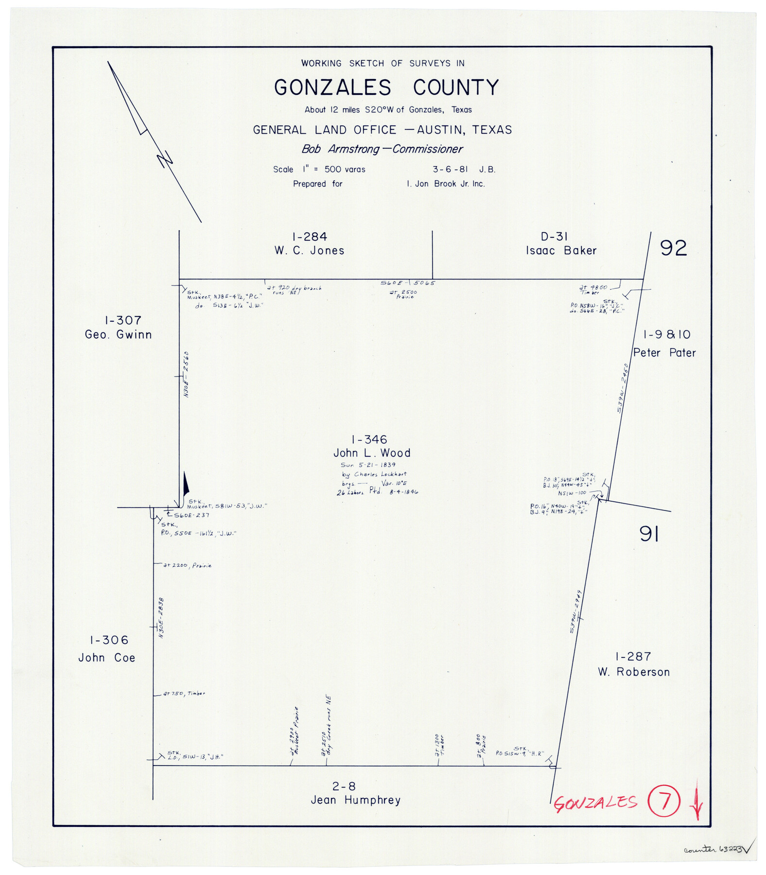 63223, Gonzales County Working Sketch 7, General Map Collection
