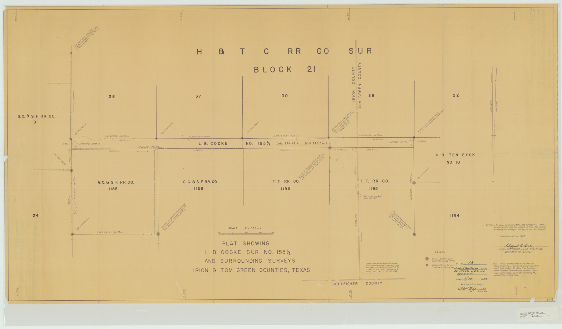 6325, Irion County Rolled Sketch 16, General Map Collection