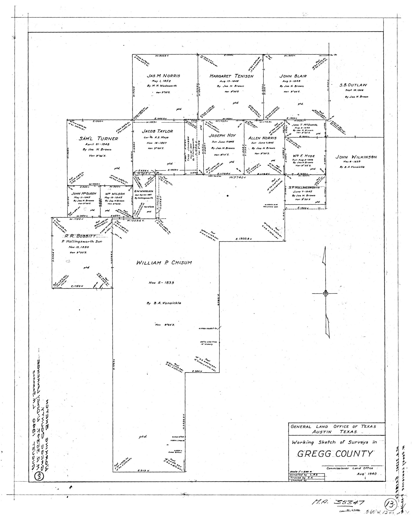 63280, Gregg County Working Sketch 13, General Map Collection