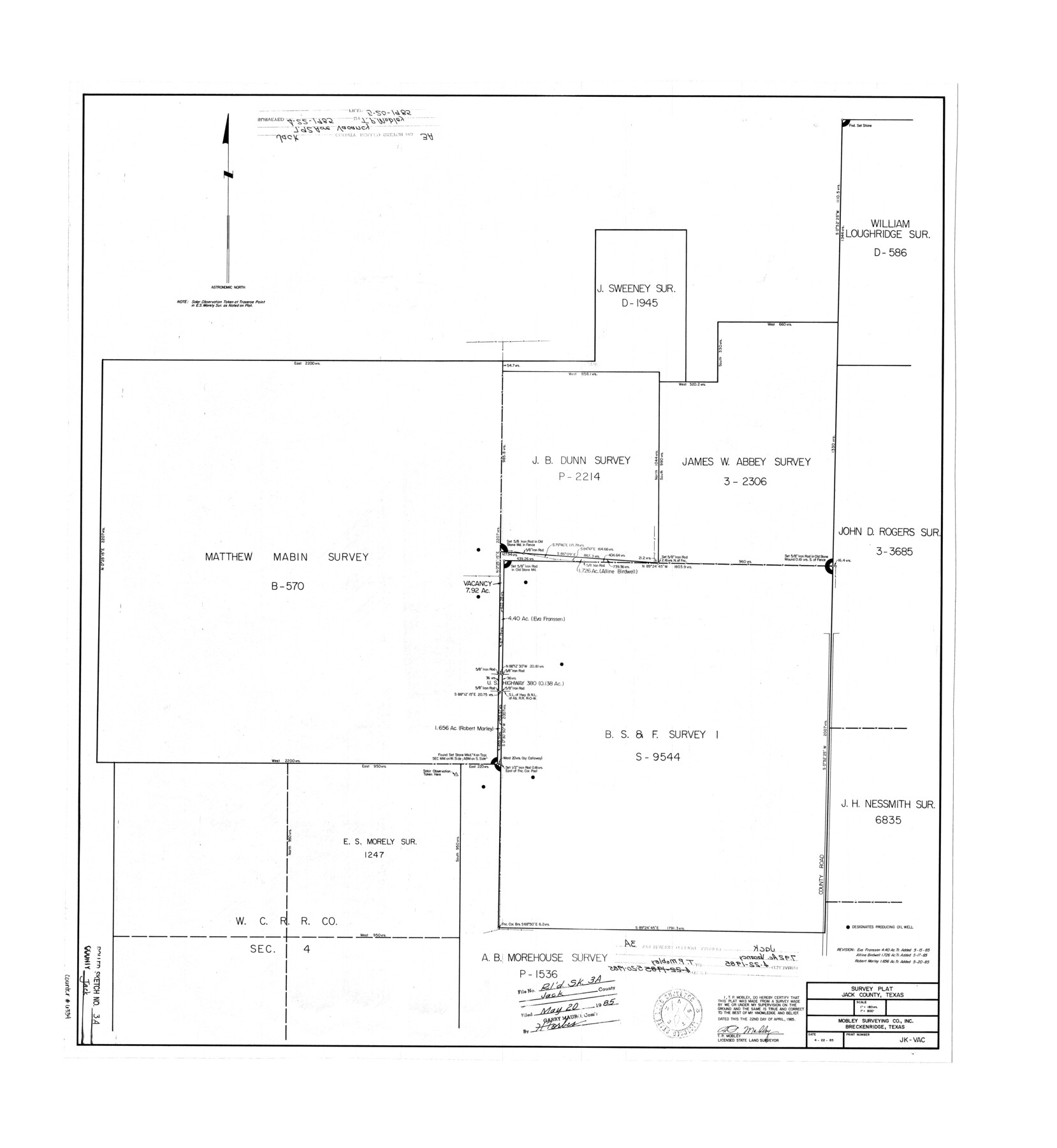 6334, Jack County Rolled Sketch 3A, General Map Collection