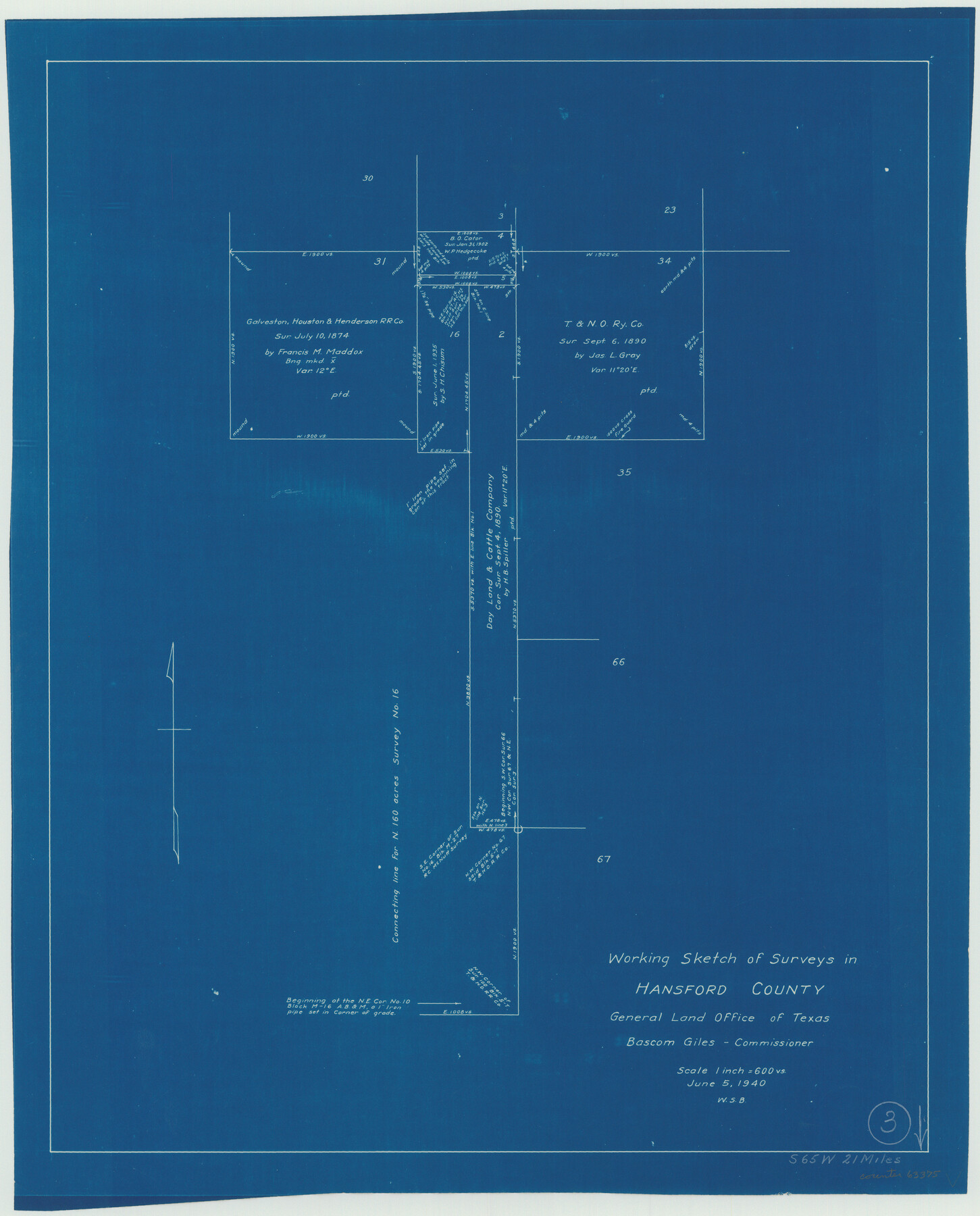 63375, Hansford County Working Sketch 3, General Map Collection