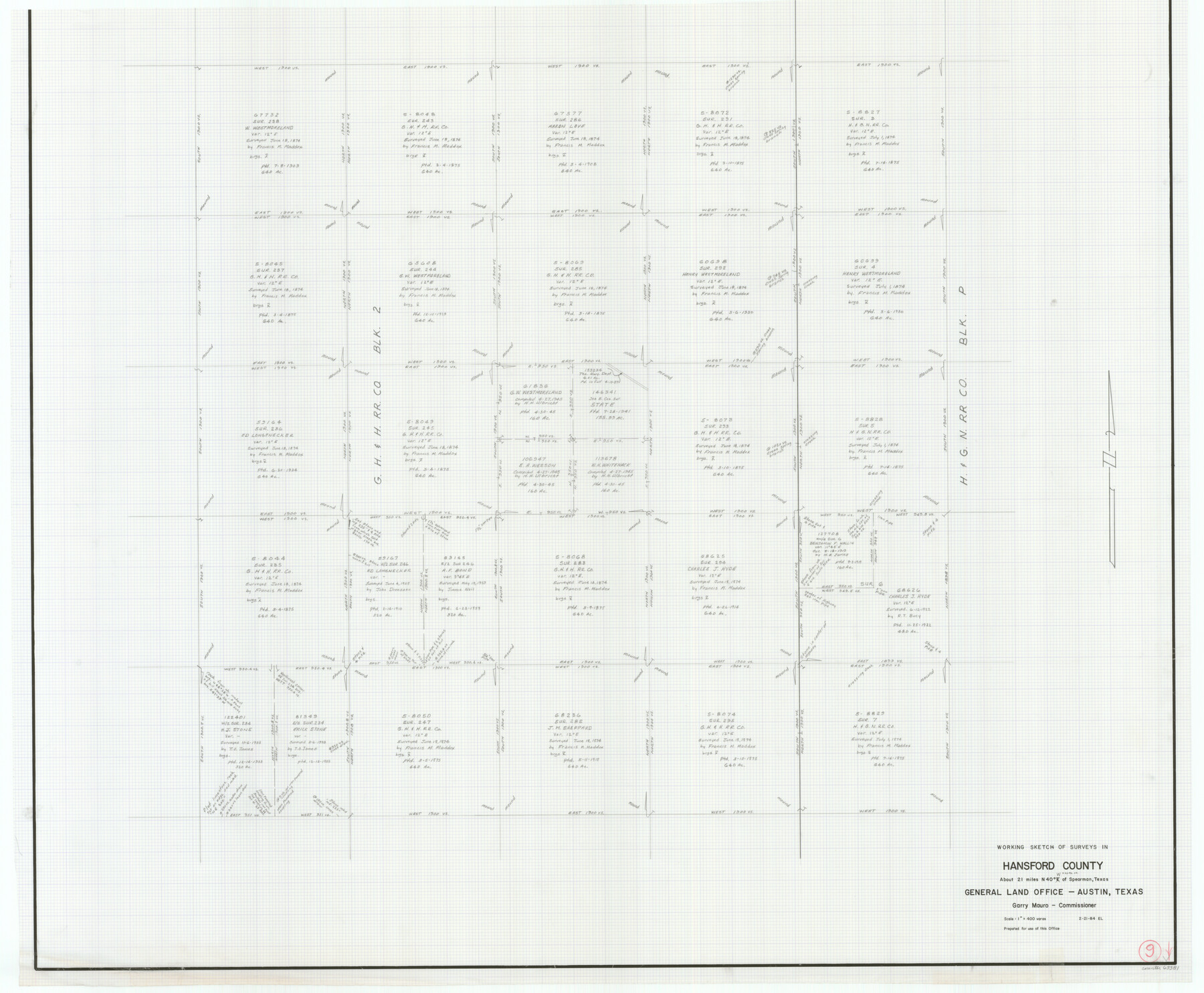 63381, Hansford County Working Sketch 9, General Map Collection