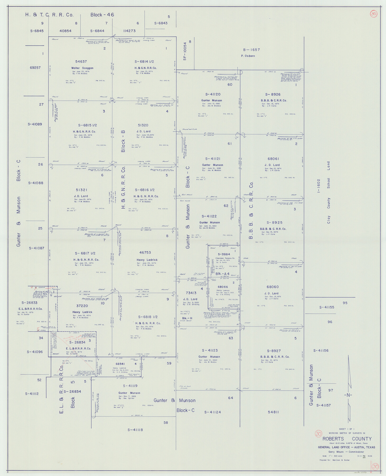 63556, Roberts County Working Sketch 30, General Map Collection