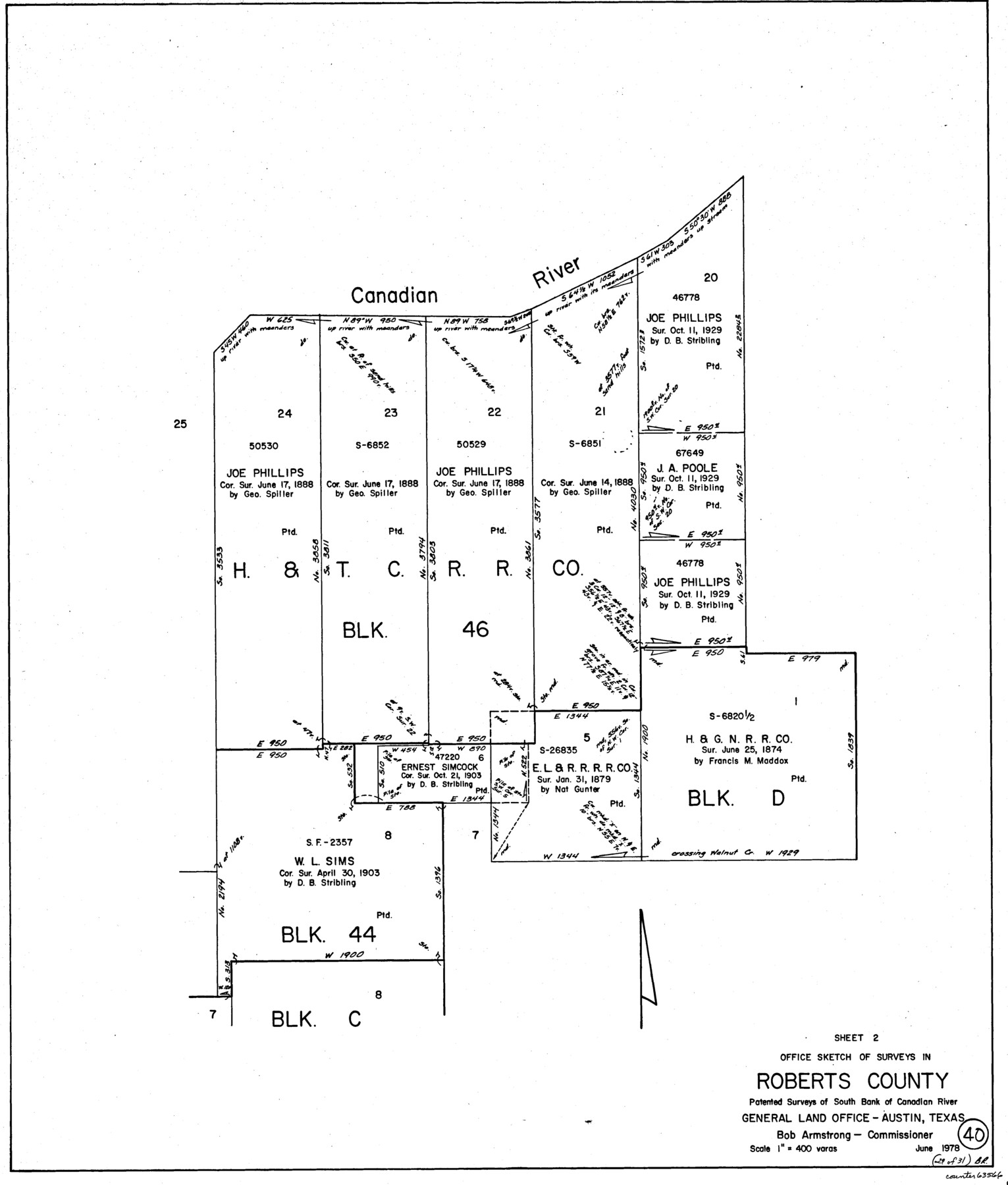 63566, Roberts County Working Sketch 40, General Map Collection