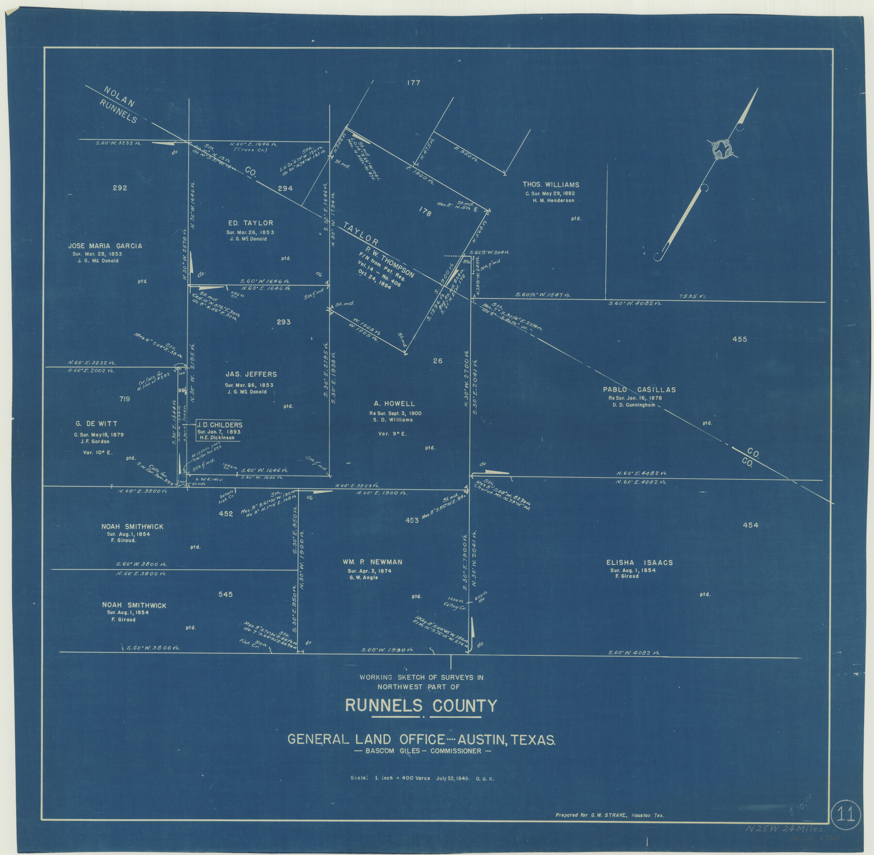 63607, Runnels County Working Sketch 11, General Map Collection
