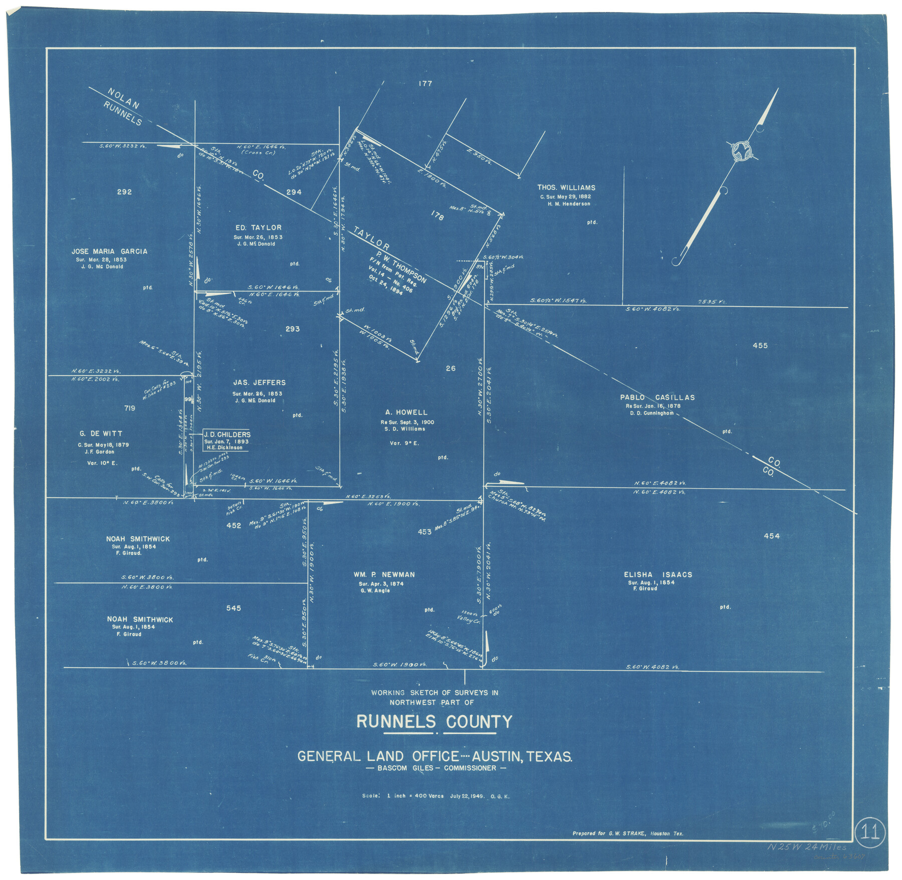 63607, Runnels County Working Sketch 11, General Map Collection
