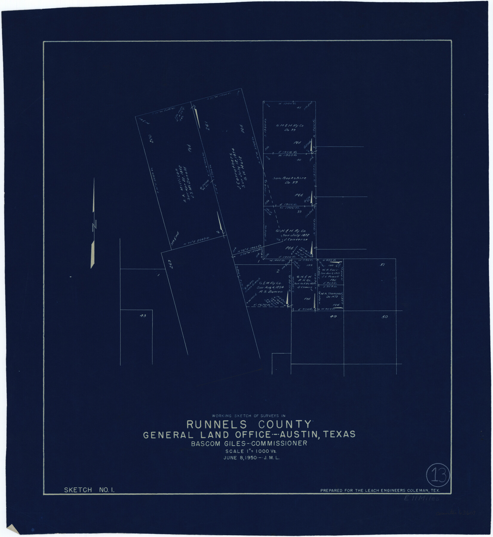 63609, Runnels County Working Sketch 13, General Map Collection

