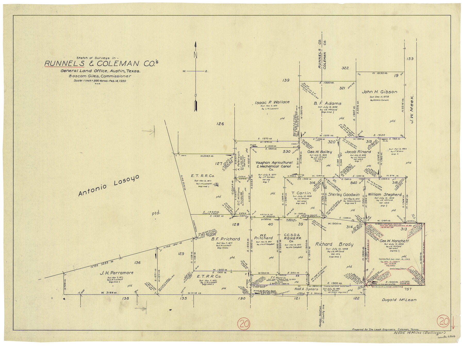 63616, Runnels County Working Sketch 20, General Map Collection
