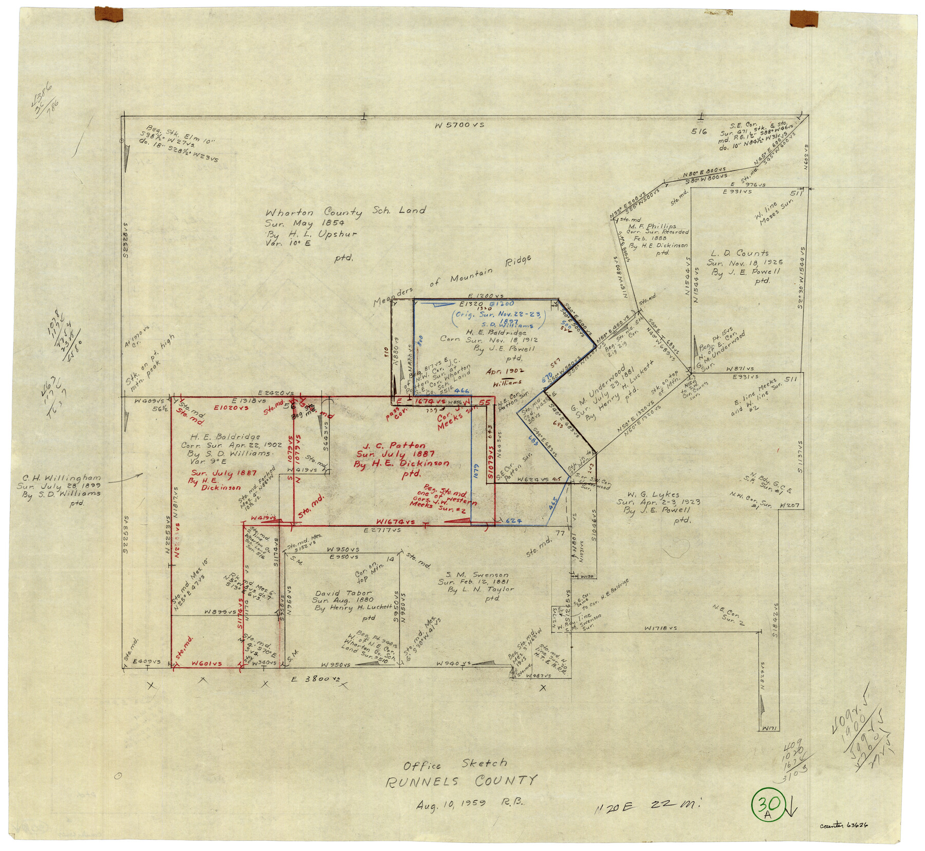 63626, Runnels County Working Sketch 30a, General Map Collection
