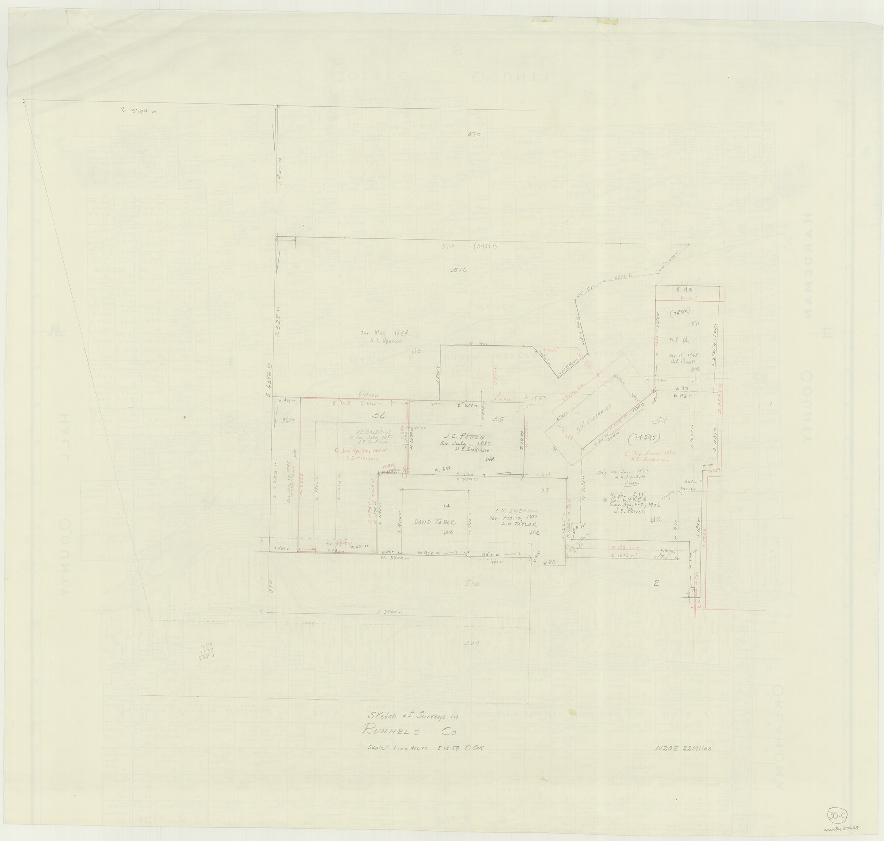 63628, Runnels County Working Sketch 30c, General Map Collection