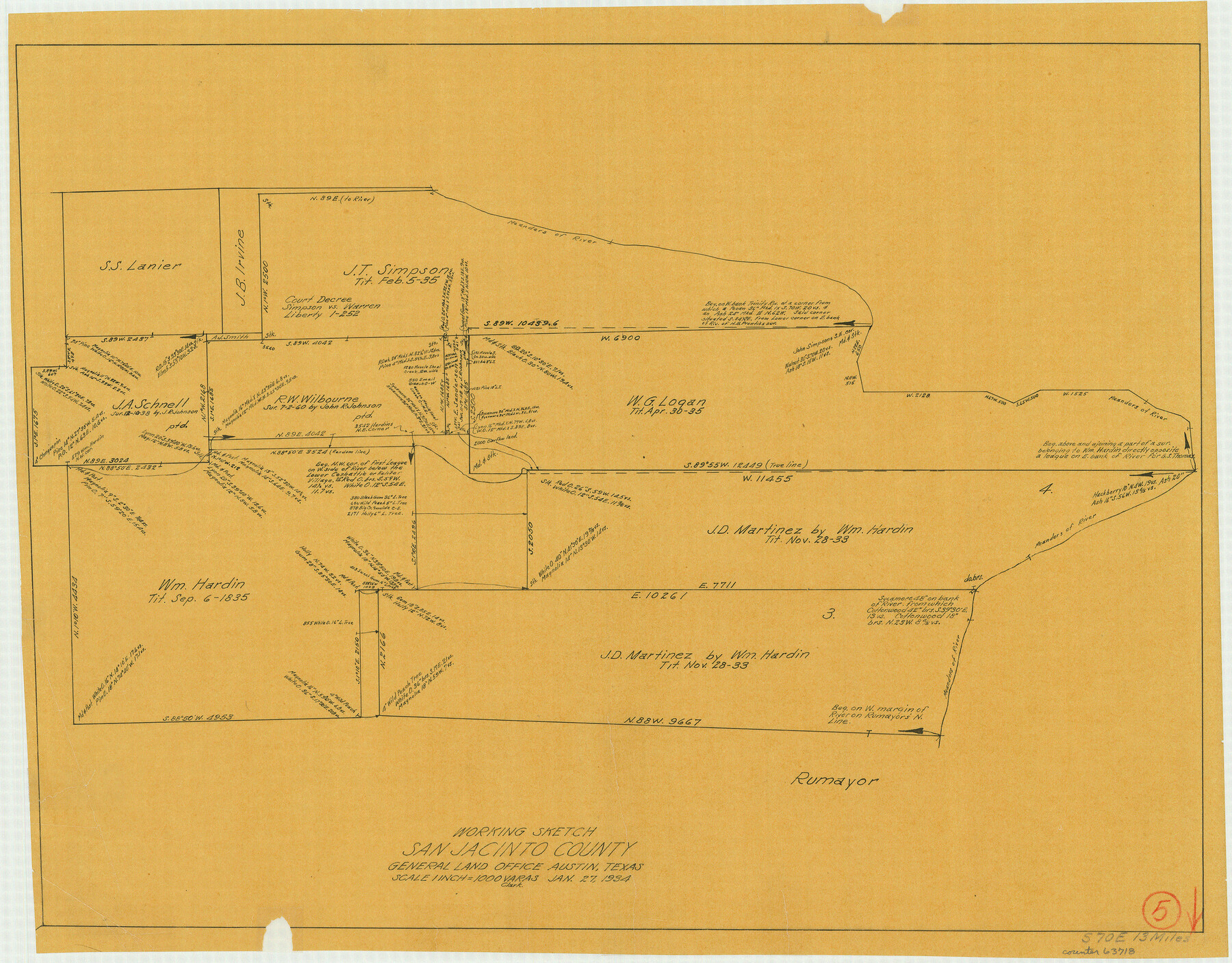 63718, San Jacinto County Working Sketch 5, General Map Collection