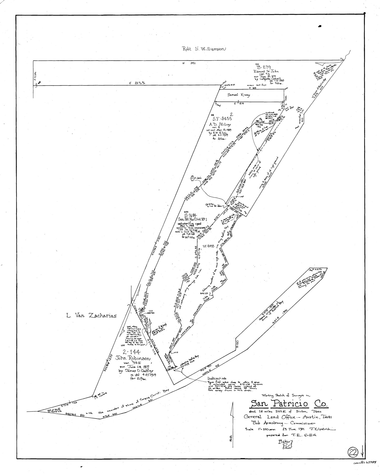 63784, San Patricio County Working Sketch 22, General Map Collection