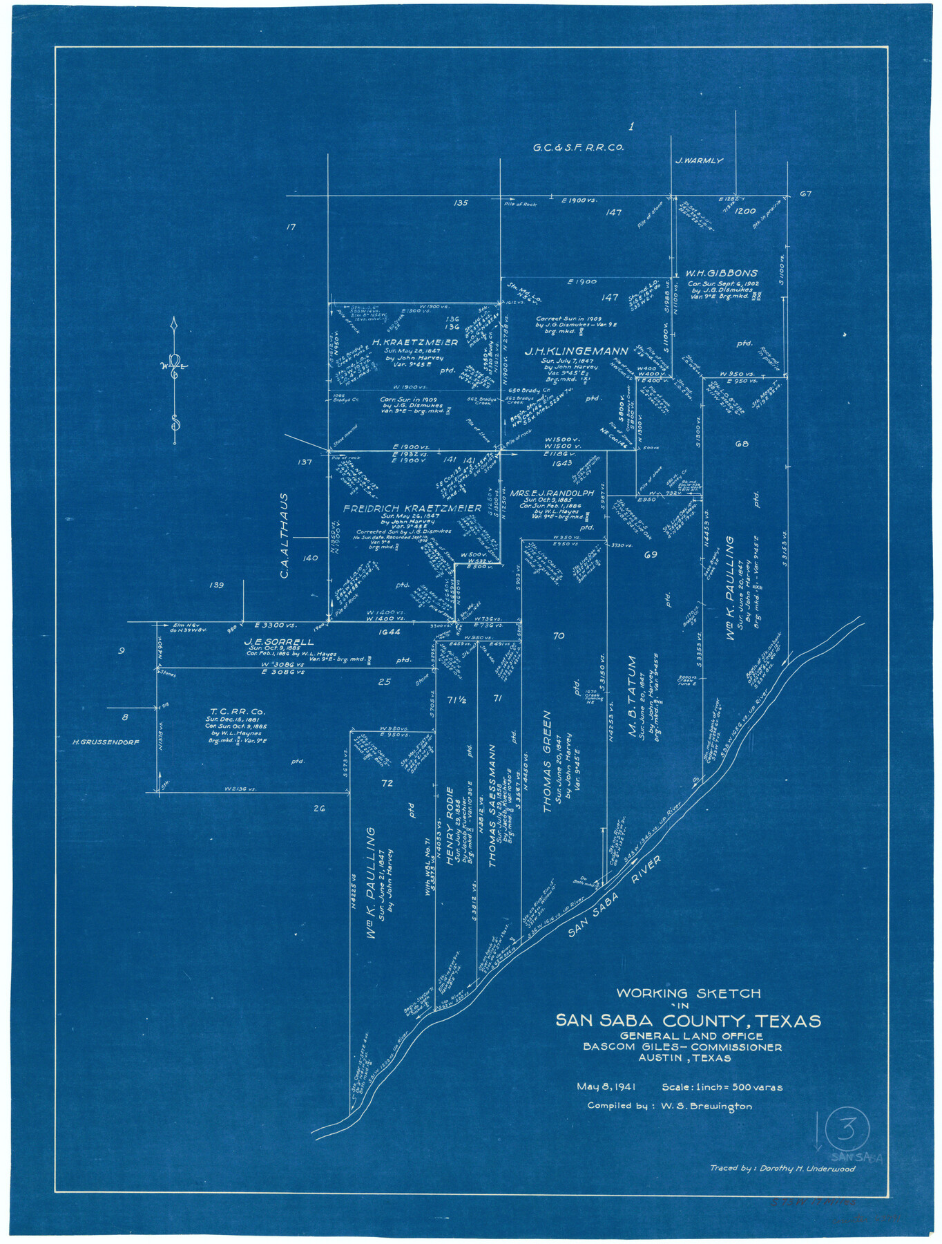 63791, San Saba County Working Sketch 3, General Map Collection