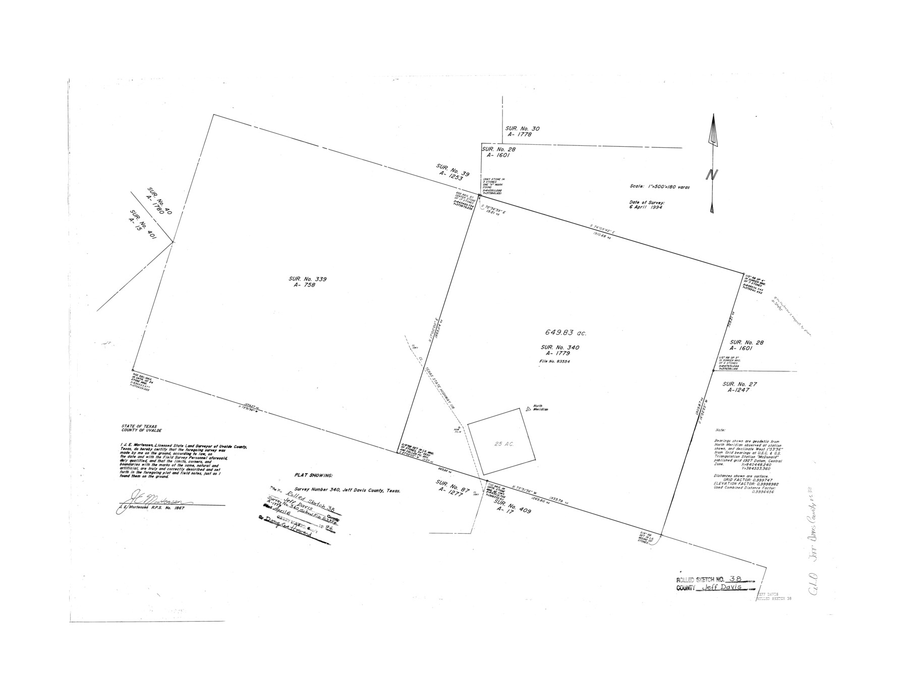 6381, Jeff Davis County Rolled Sketch 38, General Map Collection