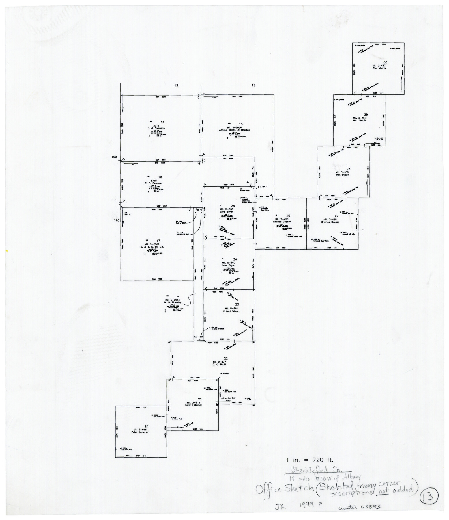 63853, Shackelford County Working Sketch 13, General Map Collection
