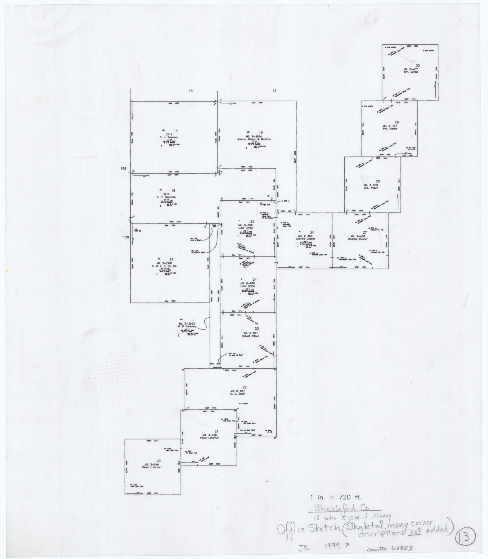 63853, Shackelford County Working Sketch 13, General Map Collection