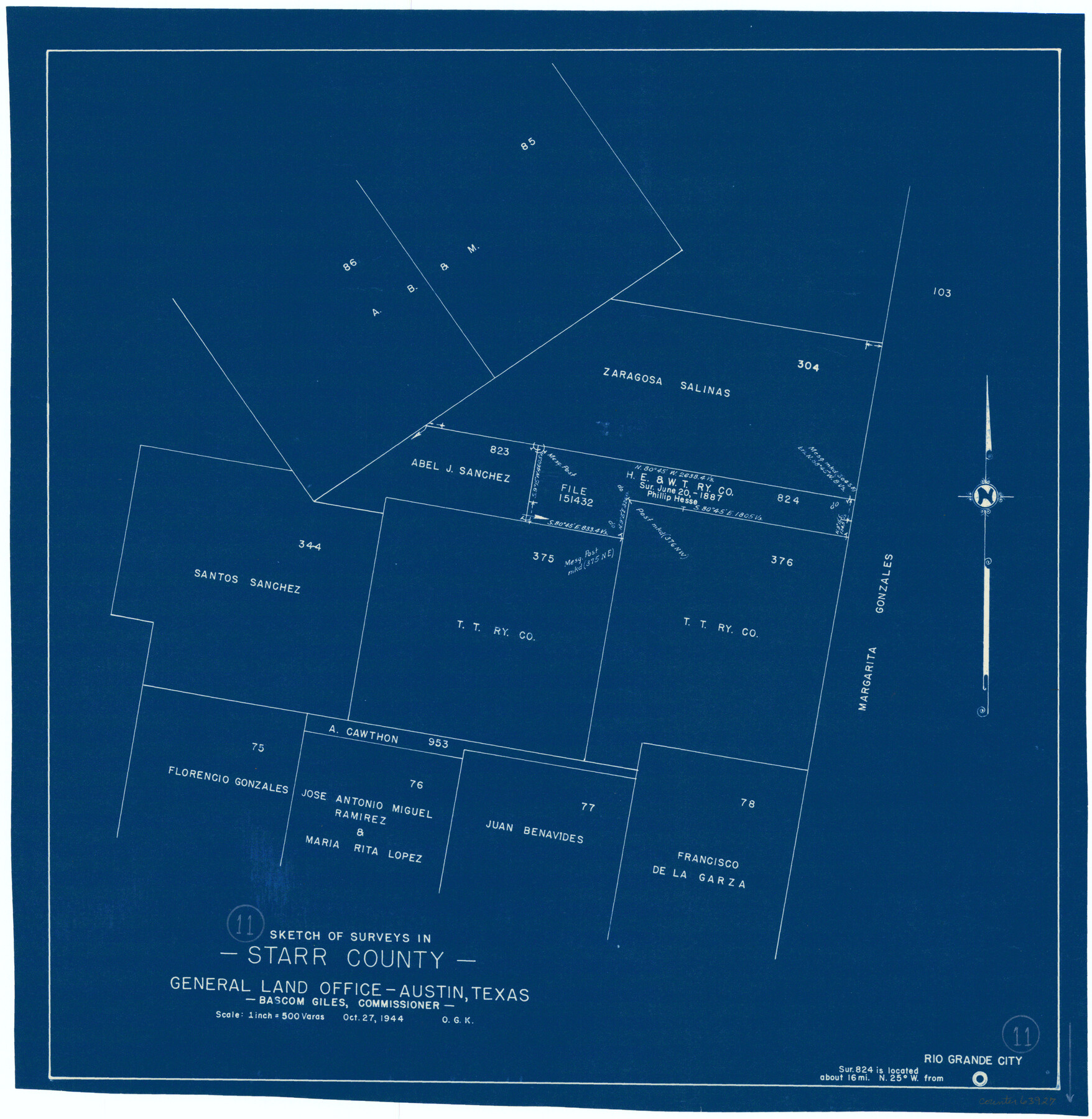 63927, Starr County Working Sketch 11, General Map Collection