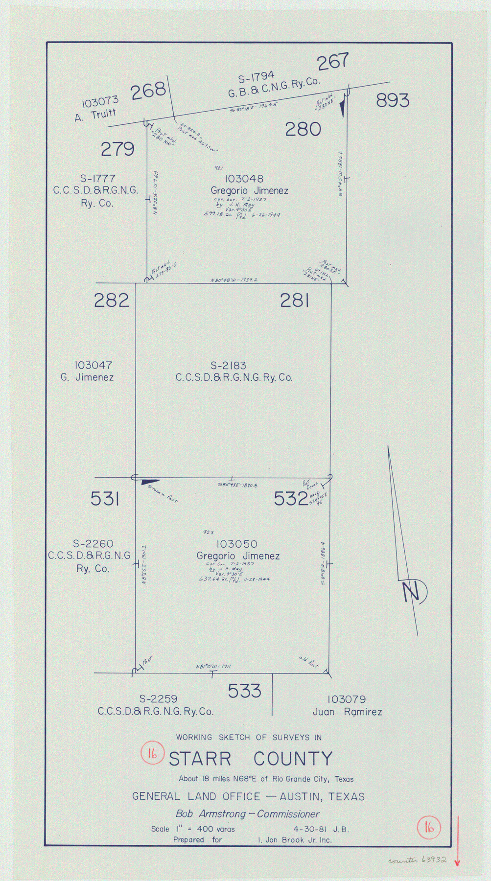 63932, Starr County Working Sketch 16, General Map Collection