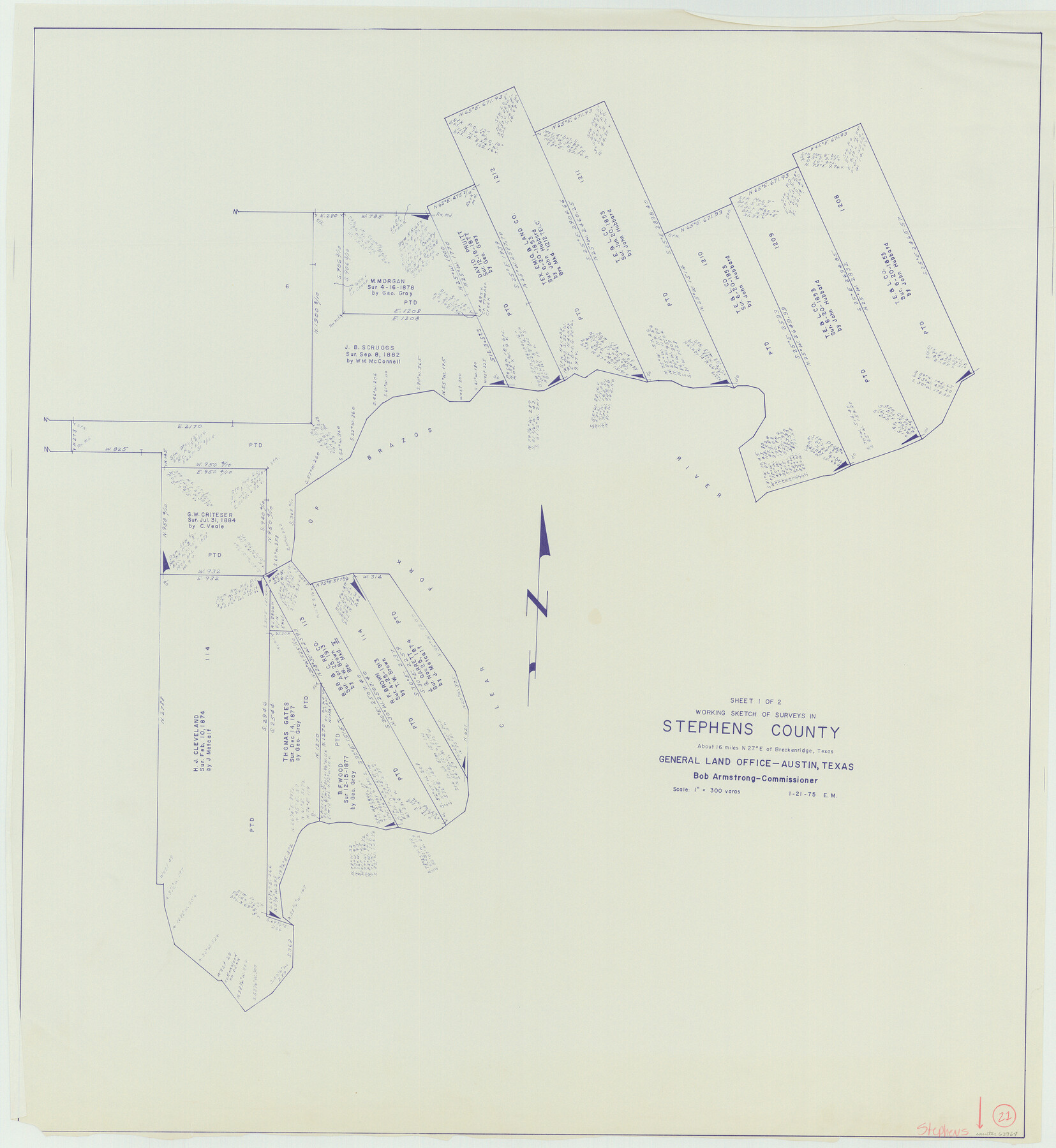 63964, Stephens County Working Sketch 21, General Map Collection