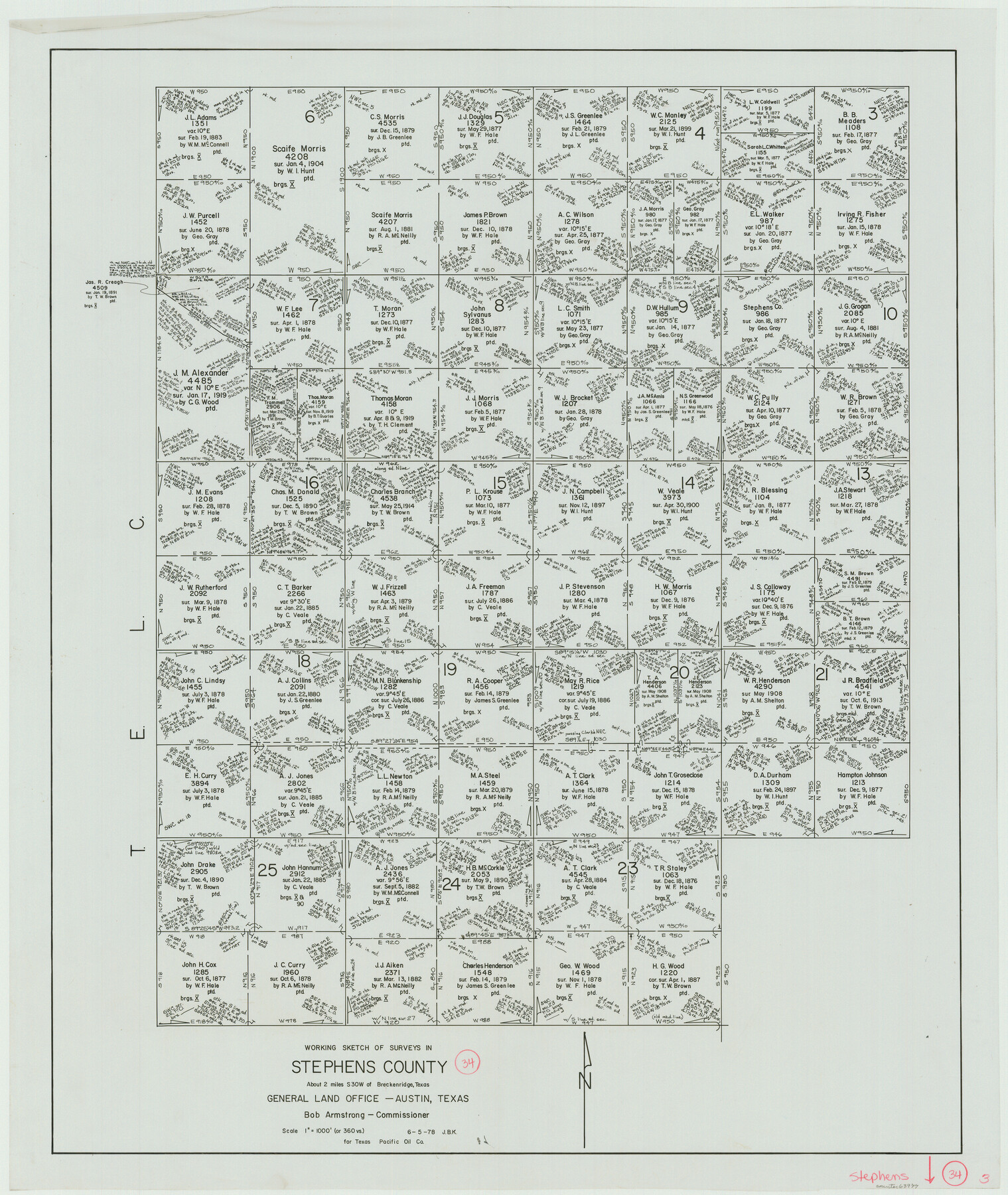 63977, Stephens County Working Sketch 34, General Map Collection