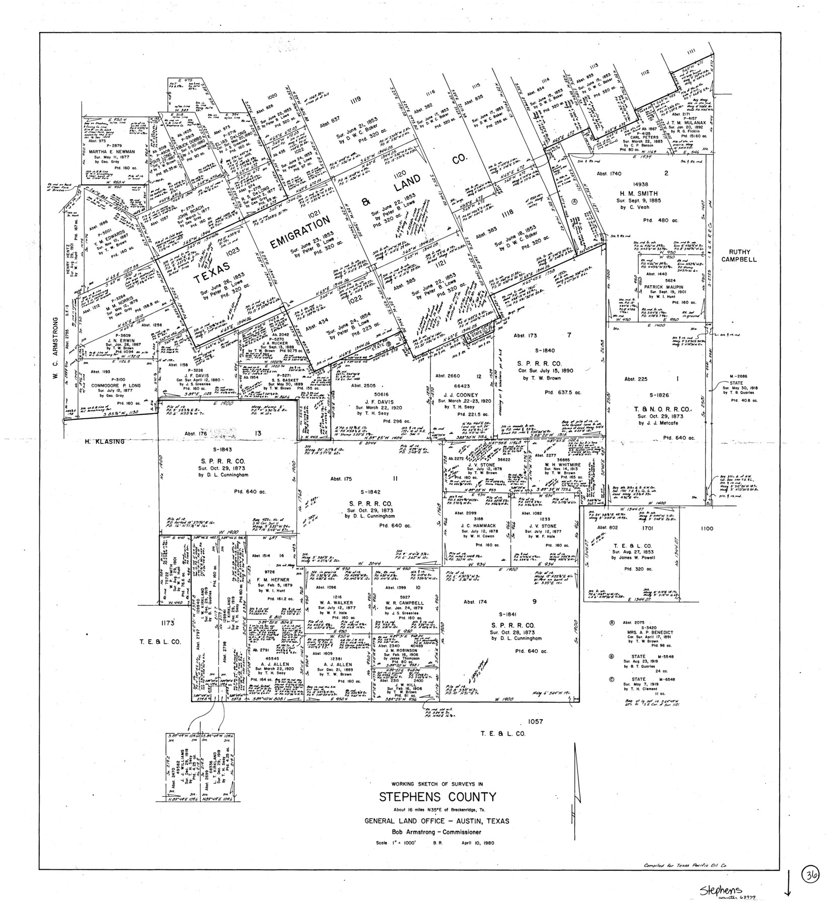 63979, Stephens County Working Sketch 36, General Map Collection