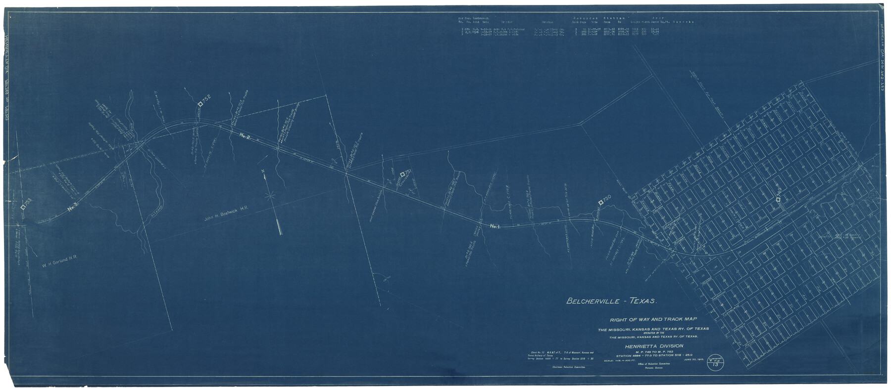 64072, Right of Way and Track Map, The Missouri, Kansas and Texas Ry. of Texas operated by the Missouri, Kansas and Texas Ry. of Texas, Henrietta Division, General Map Collection
