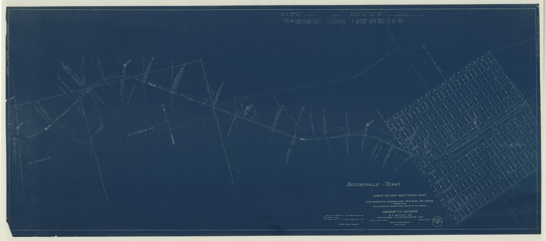 64072, Right of Way and Track Map, The Missouri, Kansas and Texas Ry. of Texas operated by the Missouri, Kansas and Texas Ry. of Texas, Henrietta Division, General Map Collection