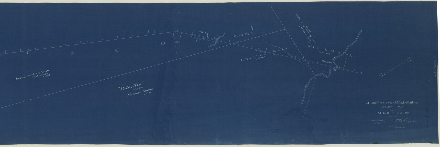 64076, St. Louis, Brownsville & Mexico Railway Location Map from Mile 0 to Mile 20, General Map Collection